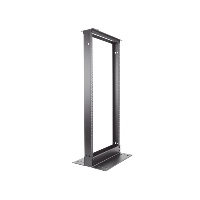 Rack de Dos Postes Estándar de 19 in, Rieles Numerados y Roscados #12-24, Fabricado en Aluminio, 24 Unidades de Rack, Color Negro