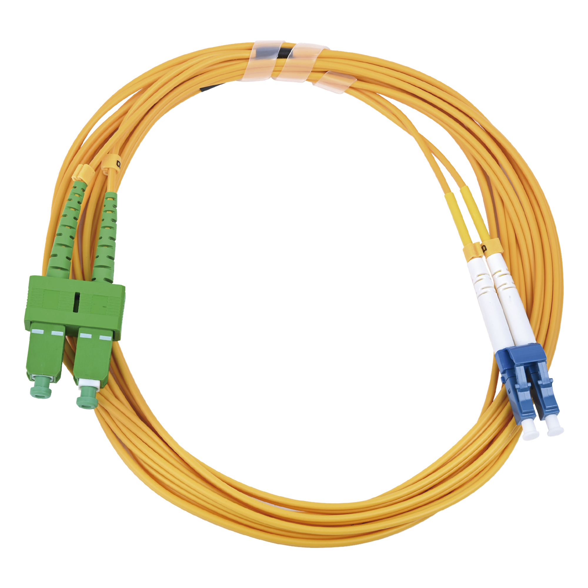 Jumper de Fibra Óptica Monomodo 9/125 LC/UPC-SC/APC, PVC, 2.0 mm, Dúplex, Amarillo, 3 Metros (9.84 Pies) — LINKEDPRO BY EPCOM · SKU LP-FO-D-LCU-SCA-03