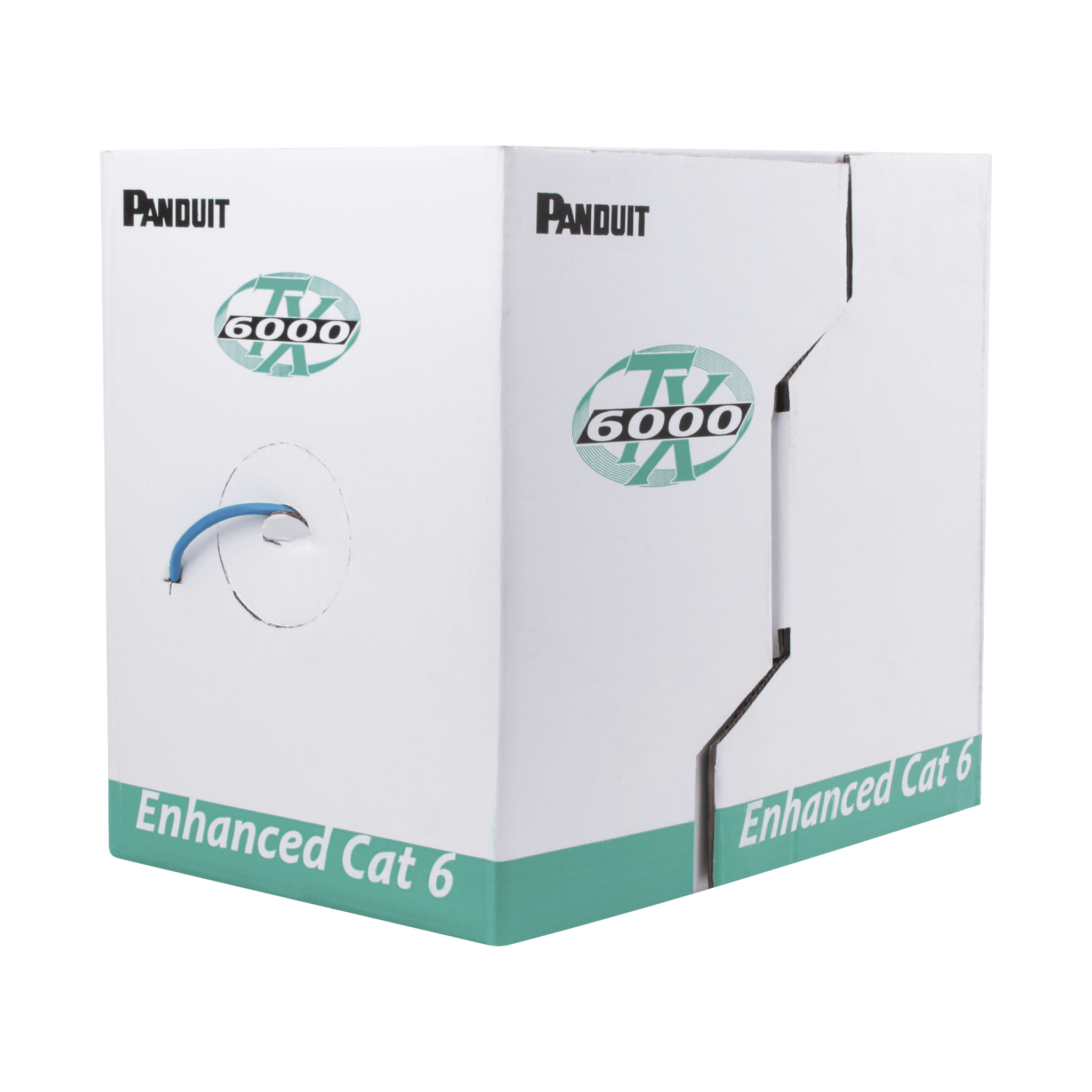 Bobina de Cable UTP 305 Metros (1000 Pies) de Cobre, TX6000™ PanNet, Reelex, Azul, Categoría 6 Mejorado (23 AWG), LSZH (Bajo Humo, Cero Halógenos), de 4 Pares