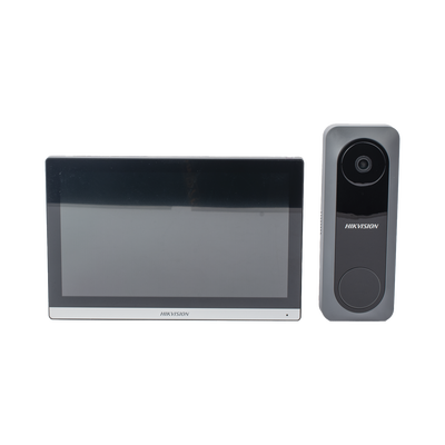 Kit de Videoportero Hibrido TurboHD con Pantalla LCD touch de 7" Wi-Fi / Frente de Calle para Exterior de Policarbonato / 720p (1 Megapíxel )130° de Visión (Gran Angular) / Llamada a App Hik-Connect