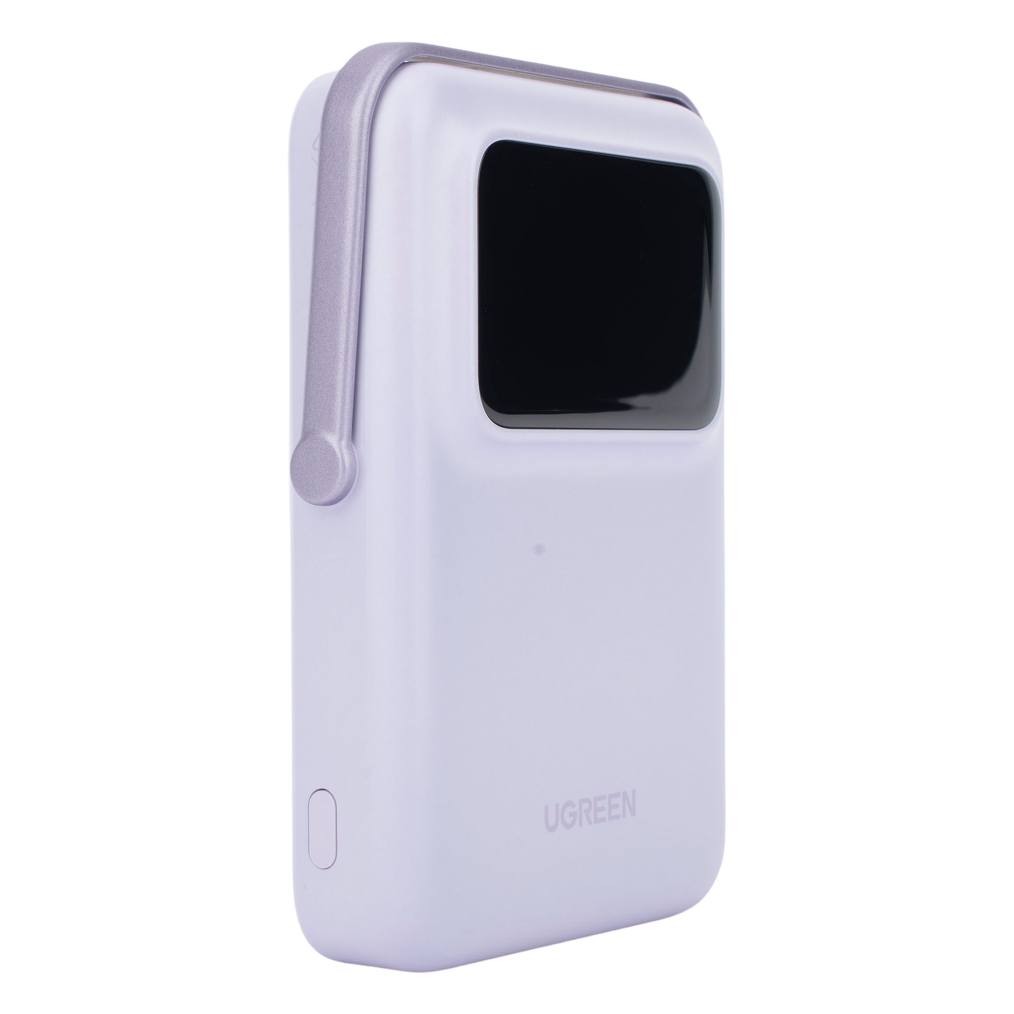 Power Bank Serie UNO Inalambrico | 10000mAh | 7.5W/20W | Con Emojis de Estado | Carga Rápida USB-C Bidireccional | Pantalla TFT Inteligente | Con Holder | Color Purple.