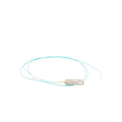Pigtail de Fibra Óptica LC Simplex, Multimodo OM3 XGLO 50/125, OFNR, Color Aqua, 1 Metro (3.28 Pies)