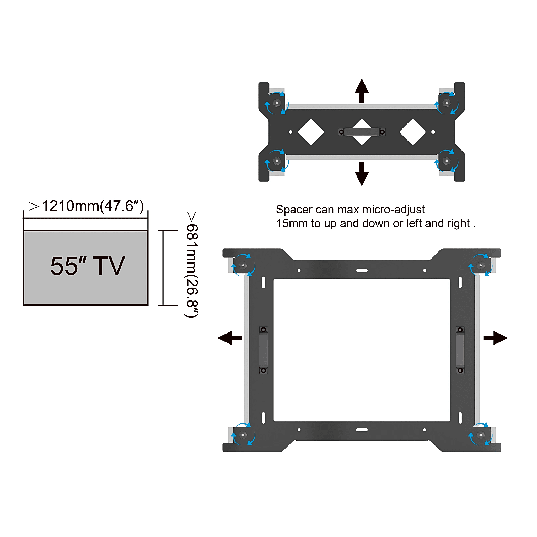 Espaciador Para Montaje De Videowall en Pared |Compatible con Pantallas de 55"