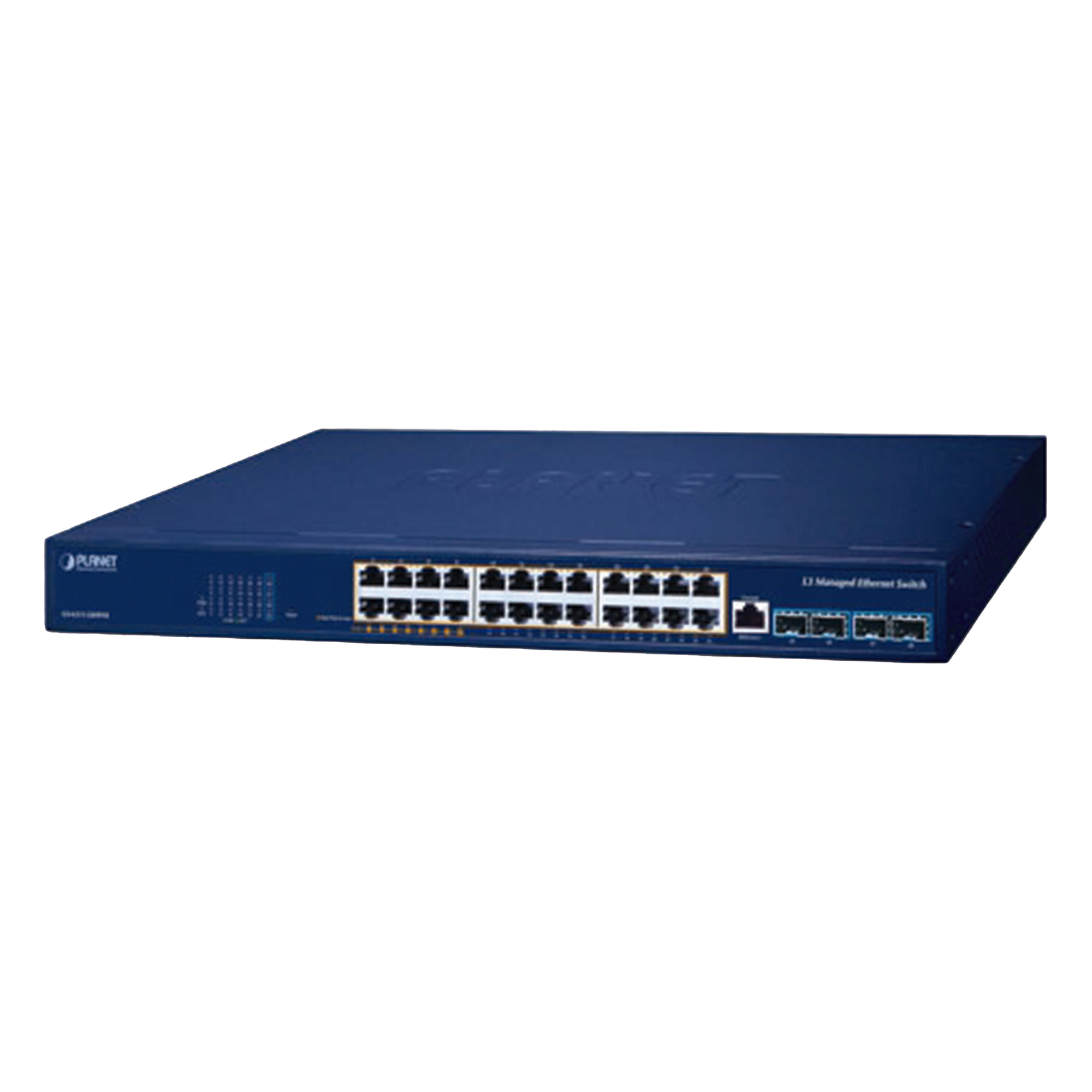 Switch PoE Administrable Capa 3, 24 Puertos Gigabit, Hasta 480 W, 8 Puertos 802.3bt, 16 Puertos 802.3at, 4 Puertos SFP 10G — PLANET · SKU GS-6311-24HP4X