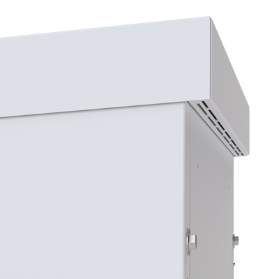 Gabinete PROFUNDO hasta 705 mm de profundidad, de Exterior de 9UR con Ventiladores y Termostato, Se envía el Gabinete Armado, (Montaje a poste o torre se vende por separado).