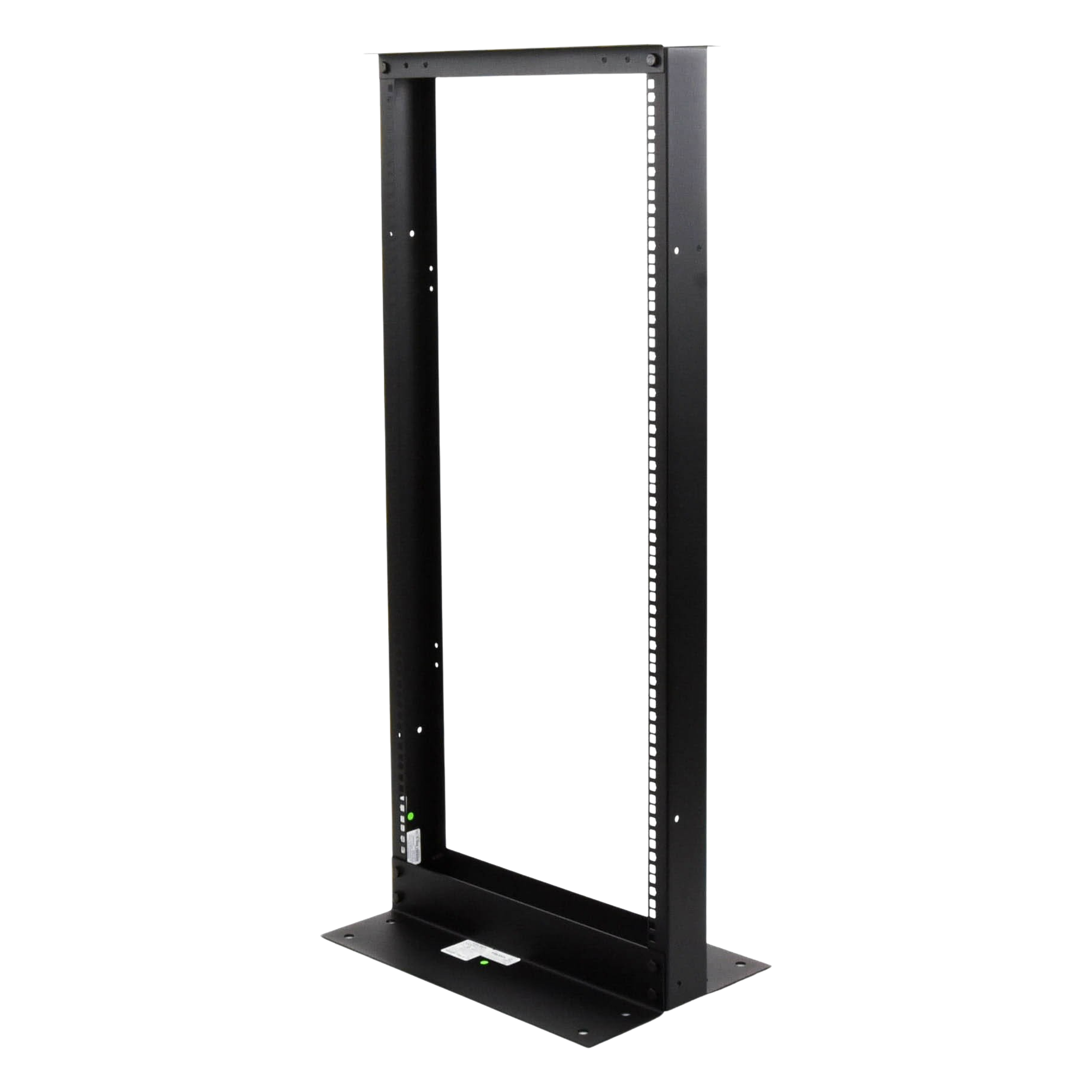 Rack de 2 Postes, Estándar 19", 24 Unidades, Fabricado en Acero, Base "L" para Anclar a Piso.