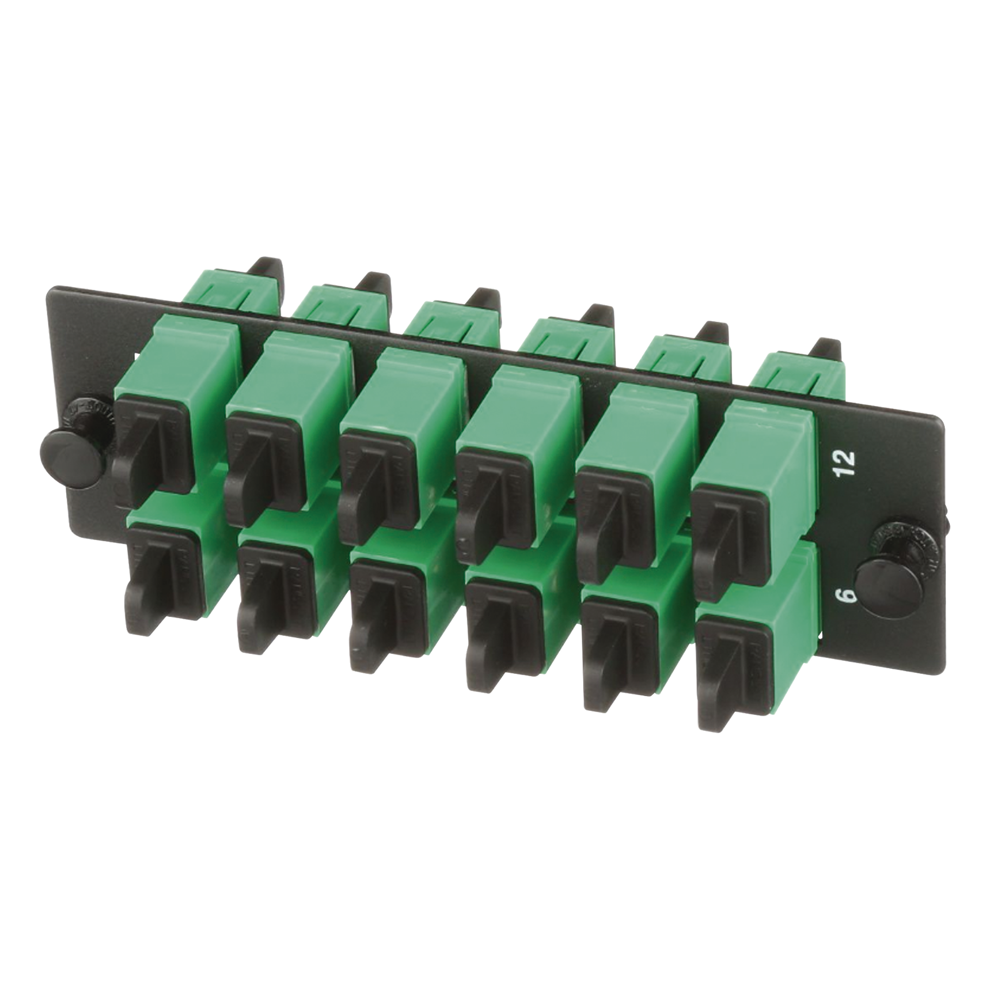 Placa Acopladora de Fibra Optica FAP, Con 12 Conectores SC/APC (12 Fibras), Para Fibra Monomodo OS1/OS2, Color Verde — PANDUIT · SKU FAP12WAGSCZ