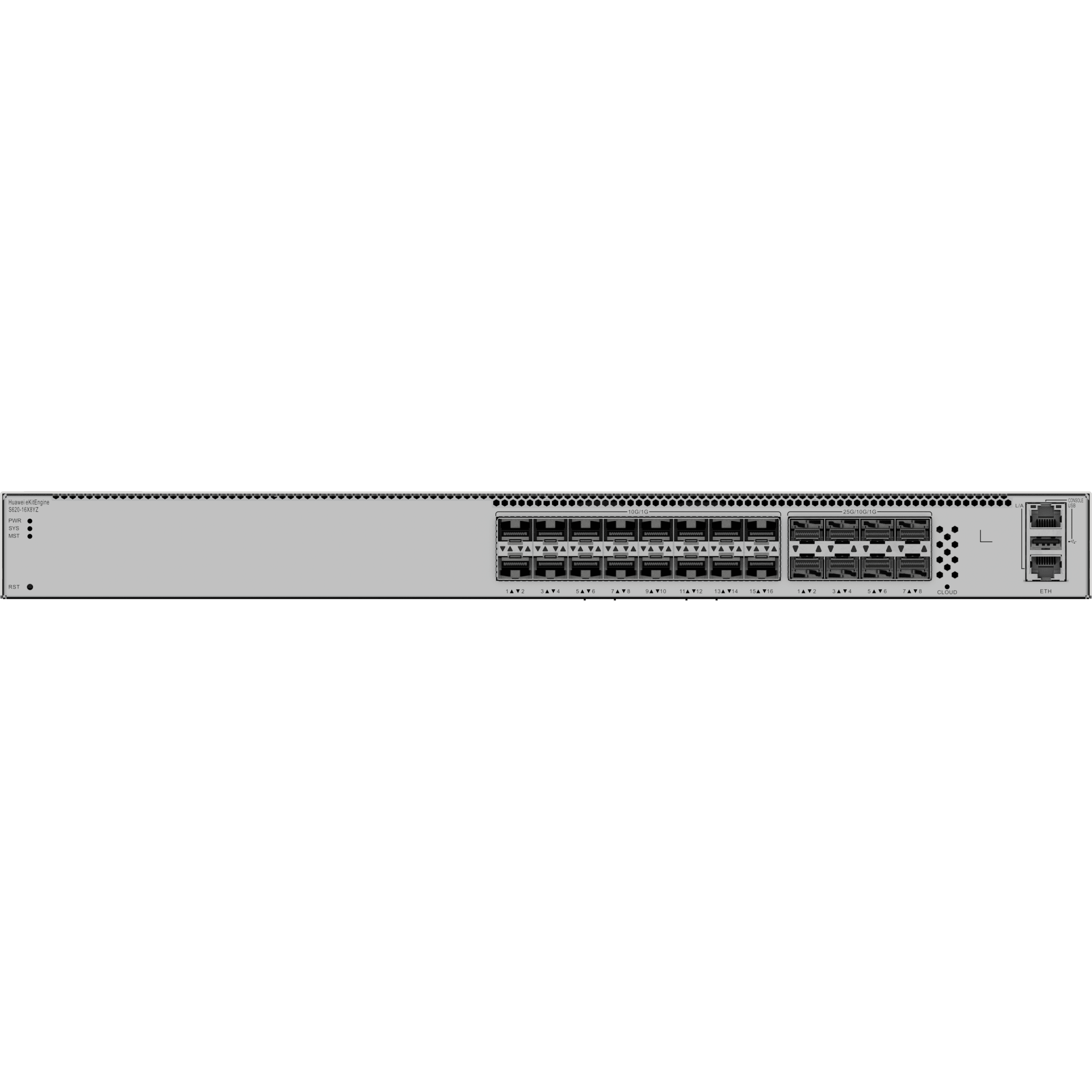 Switch eKit Core para Fibra Óptica Administrable Capa 3 / 16 puertos SFP 10 Gbps + 8 Puertos SFP28 25 Gbps / Capacidad de Conmutación 1,120 Gbit/s / Gestión Gratuita desde la Nube / Libre de Licenciamiento / Ruteo Dinamico (RIP, OSPF, IS-