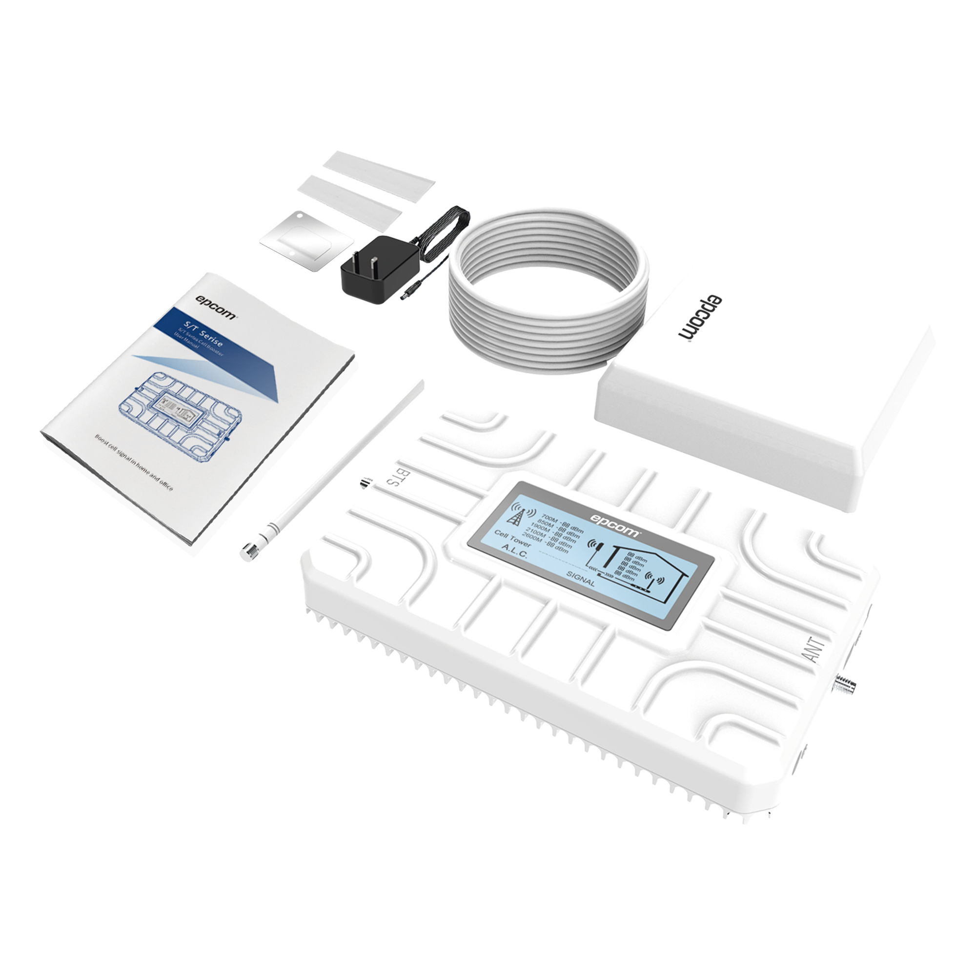 Kit Amplificador de Señal Celular 2G, 3G, 4G y 5G / Mejora llamadas convencionales y VoLTE / Amplifica señal de TELCEL, AT&T, MOVISTAR, BAIT,DiRi y más / Cubre hasta 150 m². — EPCOM · SKU EP-5G-PBT