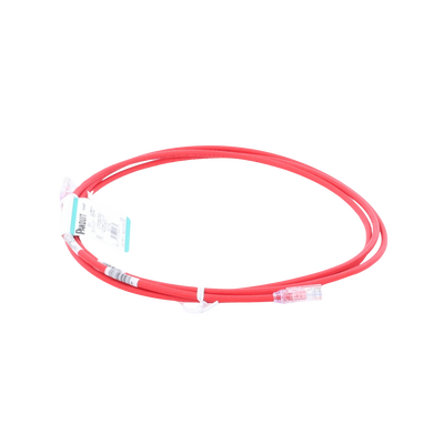 Cable de Parcheo UTP Cat6A, CM/LSZH, Diámetro Reducido (28AWG), Color Rojo, 2.13 Metros (7 Pies)
