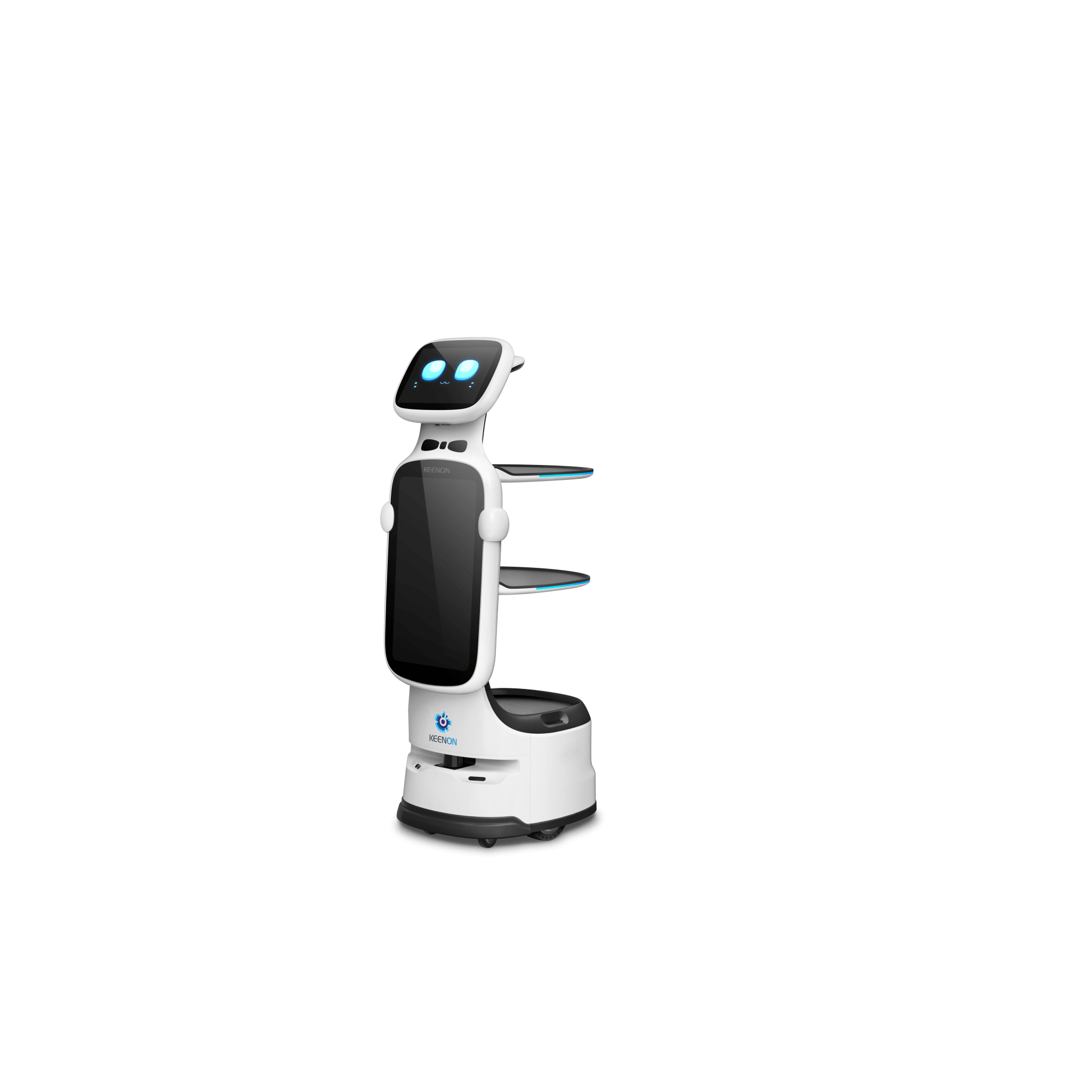 Robot de Servicio Dinerbot T11 / Navegación en Pasillos 49 cm (19.3 in) / 5 Sensores Visión Estereoscópica / VSLAM / IA Recogida Autónoma / Pantalla 18.5" / Chasis 6 Ruedas — KEENON · SKU T11LS