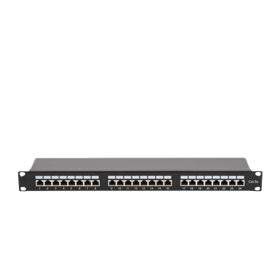 Panel de Parcheo de Impacto Blindado (STP) de 24 Puertos Cat5e, 19 Pulgadas