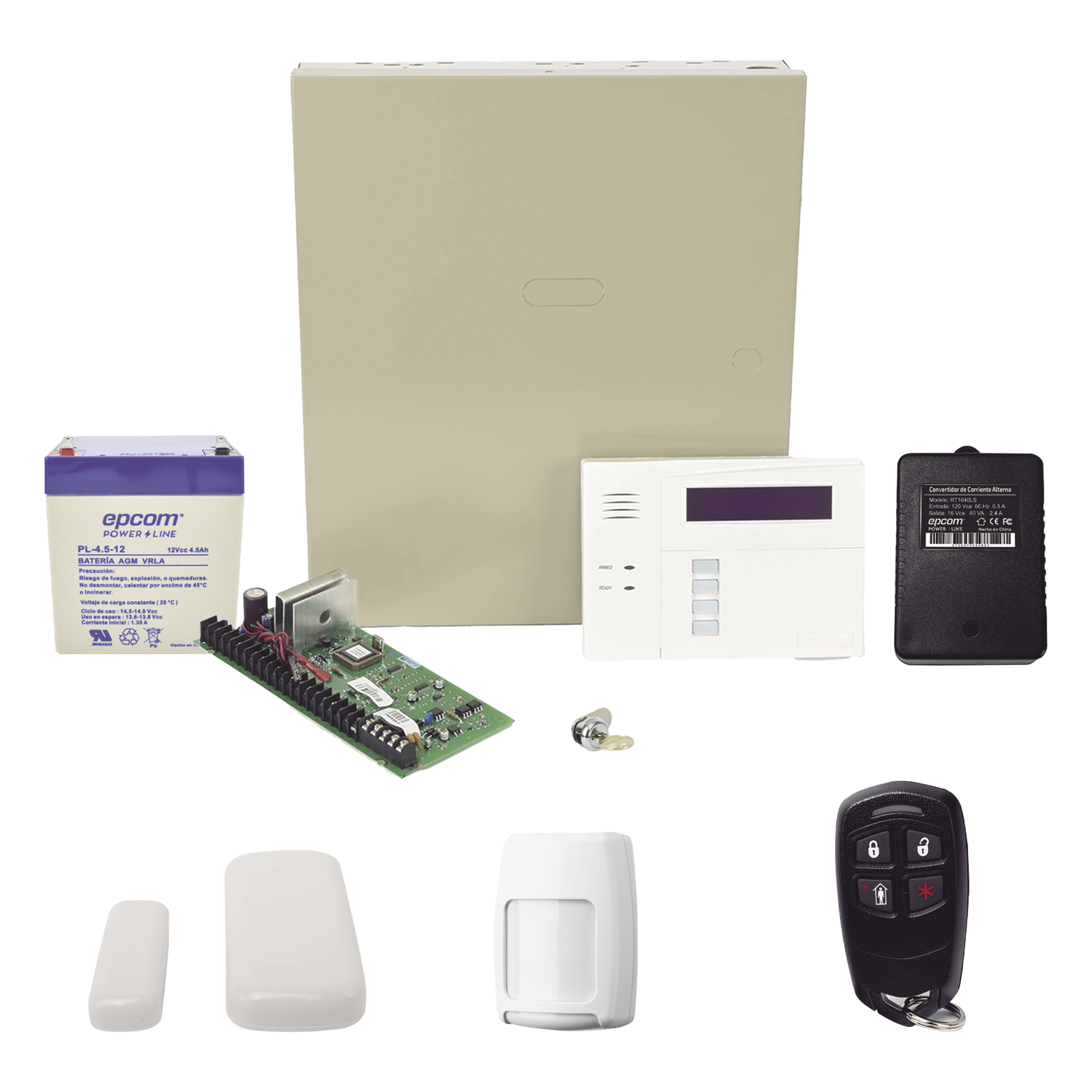 Kit de alarma inalámbrico con panel VISTA-48, teclado 6160RF, contactos magnéticos, sensor PIR y control remoto — HONEYWELL HOME RESIDEO · SKU VISTA48RFMINI/6160RF