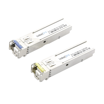 Transceptores Ópticos Industriales Bidireccionales SFP+ (Mini-Gbic) / Monomodo 1270 & 1330 nm / 10 Gbps / 10GBASE / Conector LC/UPC Simplex / DDM / Hasta 20 km / 2 Piezas — LINKEDPRO BY EPCOM · SKU LP-IND-SFP-BD-10G-20