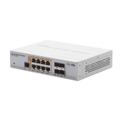 Cloud Router Switch Administrable L3, 8 puertos 10/100/1000 Mbps c/PoE Pasivo ó 802.3af/at, 4 Puertos SFP