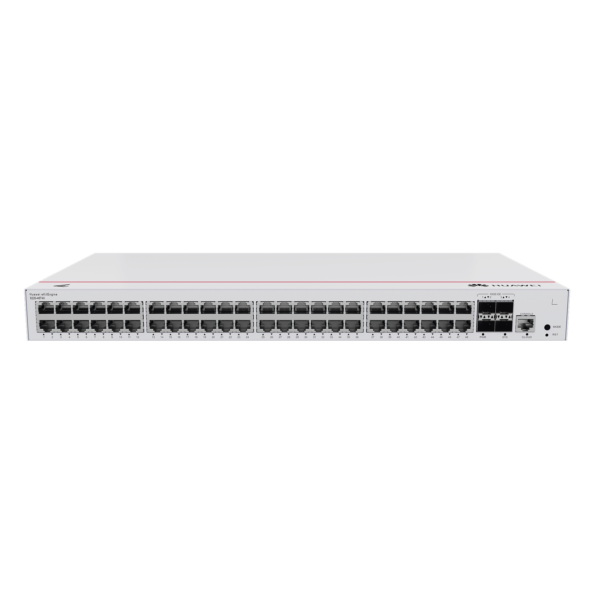 Switch de Acceso Gigabit Administrable  Capa 2 / 48 puertos 10/100/1000 Mbps / 4 Puertos 10GE SFP+ Uplink / ERPS / IMGP Snooping / DHCP Snooping / Administración Nube Gratis — HUAWEI · SKU S220-48T4X