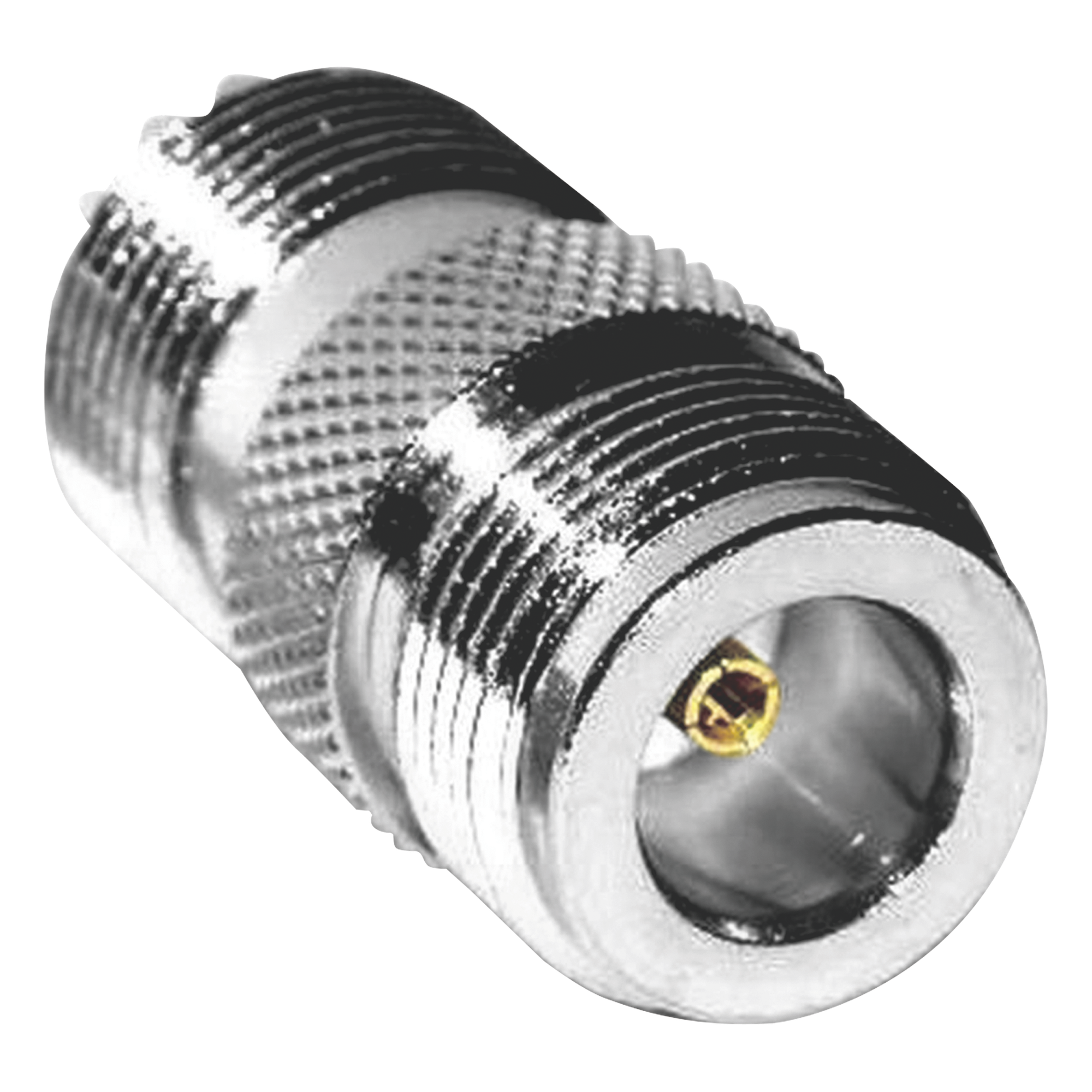 Adaptador Coaxial en Línea / N Hembra a UHF Hembra (SO-239) / Cuerpo Bronce Plateado / Contacto Oro / Aislante Teflón — RF INDUSTRIES,LTD · SKU RFN-1034-1