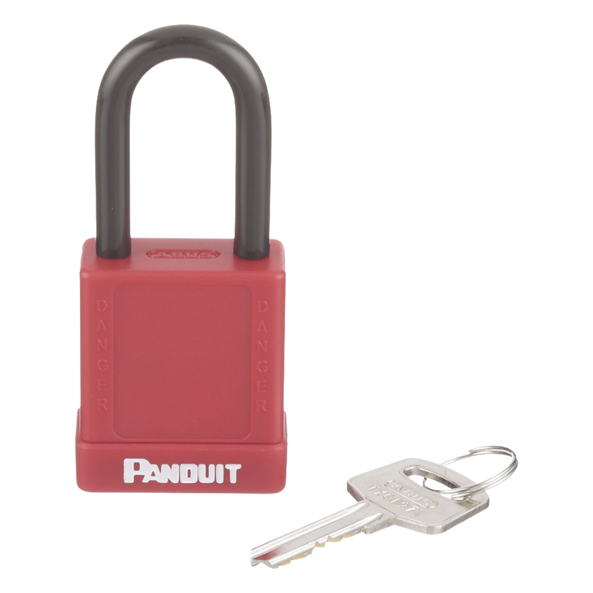 Candado de Bloqueo LOTO de Seguridad Dieléctrico, Con Llave Única, Diámetro de 6.5 mm, Color Rojo — PANDUIT · SKU PSL-8