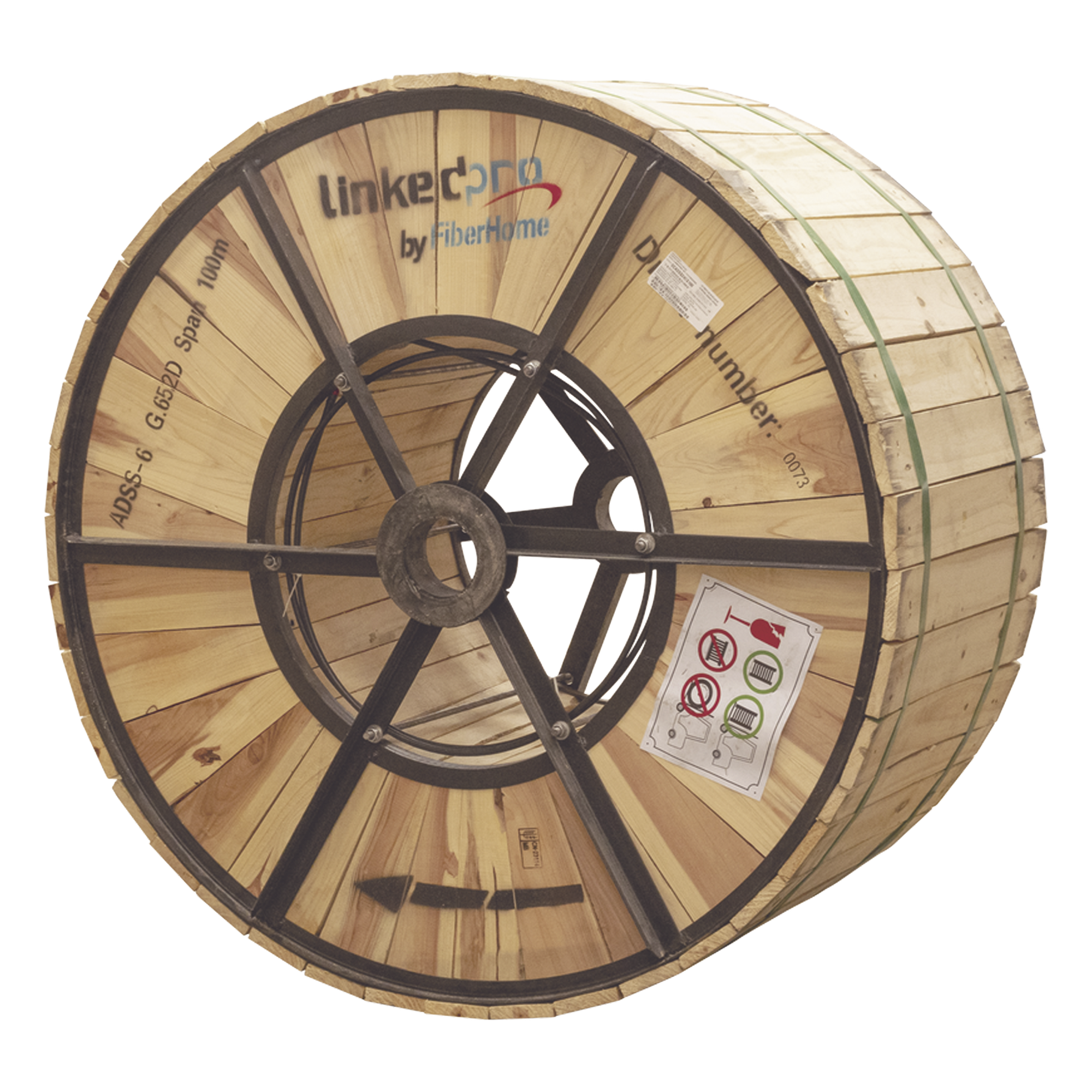 Carrete de 4 km de Fibra Óptica Aérea (ADSS) G.652D, Monomodo de 6 Hilos, Exterior, Span 100, Loose Tube — LINKEDPRO BY FIBERHOME · SKU OC-ADSS-06C-S100/4KM