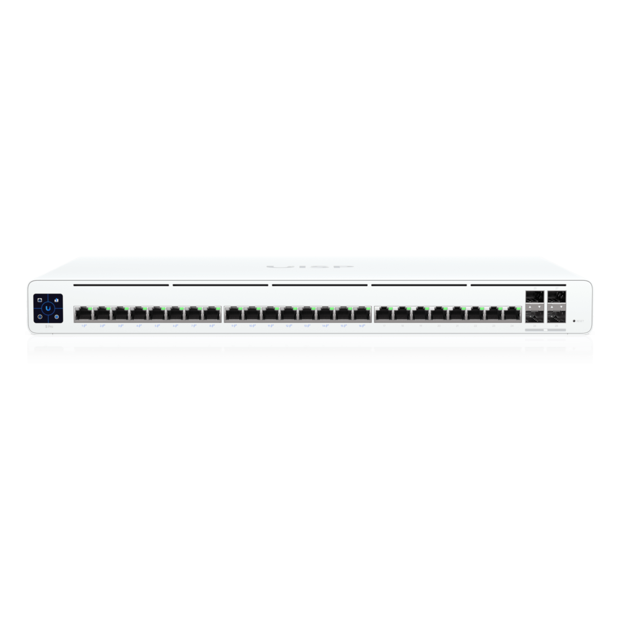 Switch Administrable PoE / 24 Puertos GbE / 4 SFP+ 10G / PoE Pasivo 27 V 220 W / Pantalla Táctil 1.3"