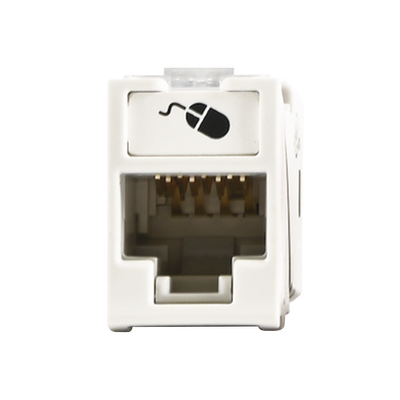 Jack Ultramax Cat6, UTP, Montaje Híbrido en Placa de Pared (Plano y Angulado), Color Blanco, Punch Down