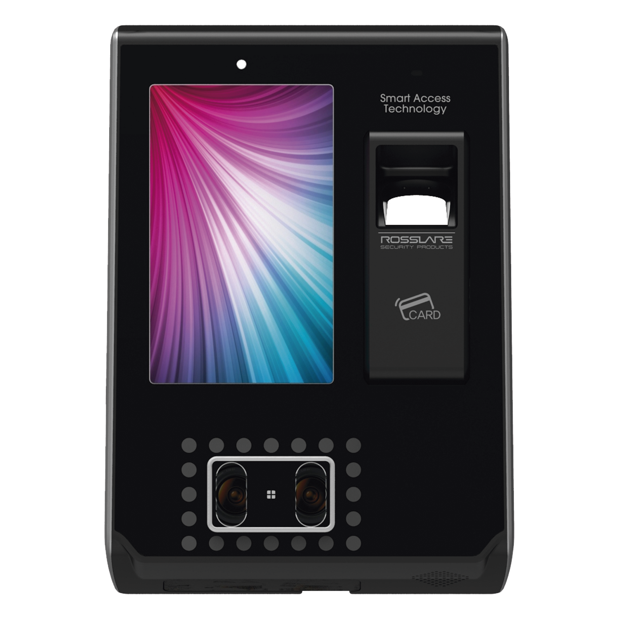 Lector biométrico de Huella y reconocimiento Facial con lector de Proximidad de 125Khz tipo EM y Mifare (13.56 Mhz) — ROSSLARE SECURITY PRODUCTS · SKU AYB9350U