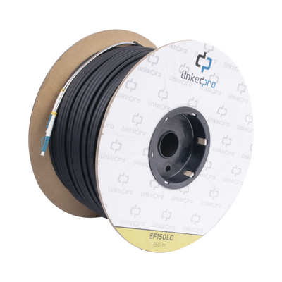 Carrete de Fibra Óptica Monomodo con Conectores LC-LC Duplex, Reforzada con Kevlar, de 150 Metros (492.13 Pies), Para Instalaciones Subterráneas por Tubería