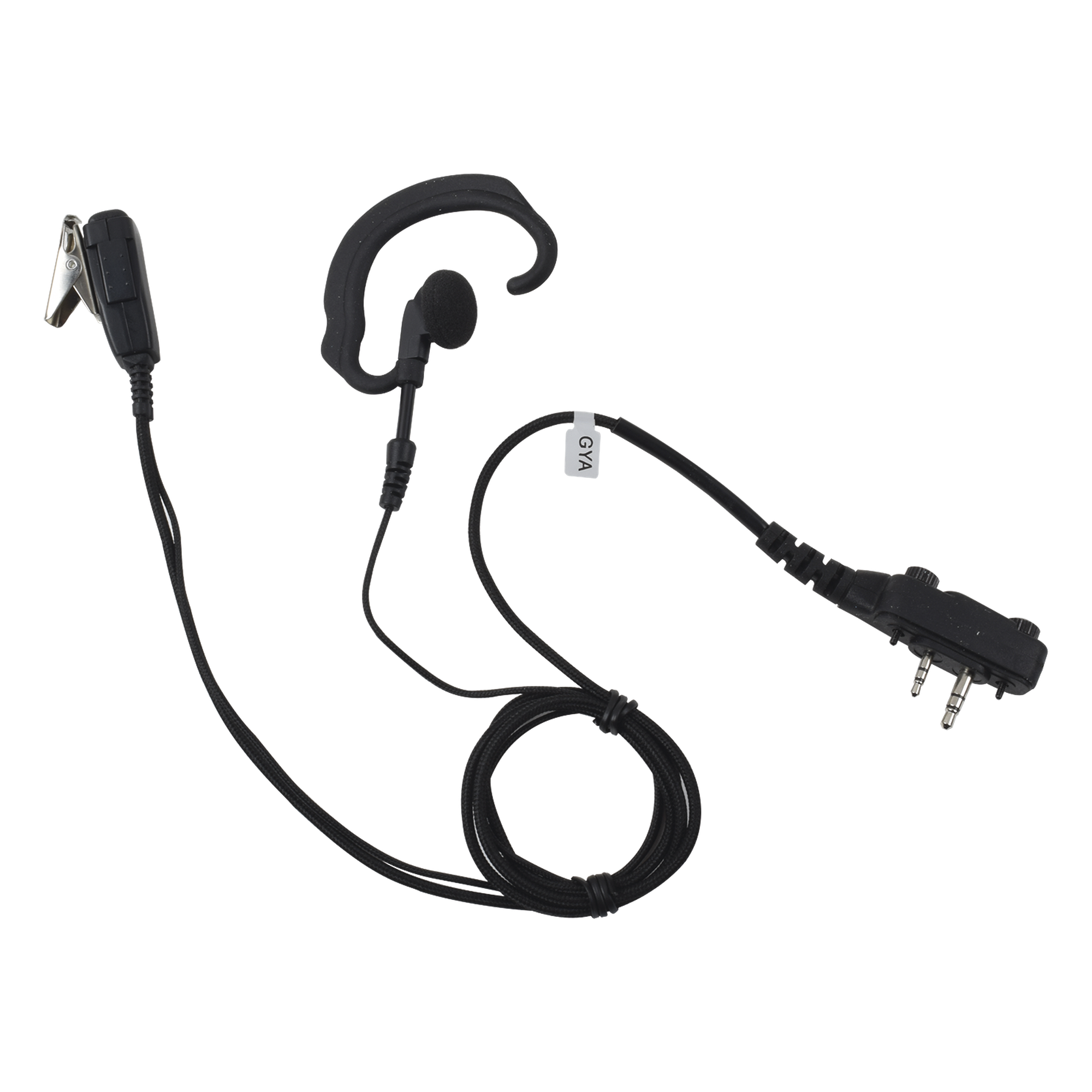 Micrófono de solapa con gancho suave para la oreja y fibra trenzada para puerto de accesorios Icom de 2 pines con tornillos — PRYME · SKU SPM-330S-E-BF