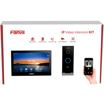 Kit Videoportero IP / Estación Interior i504W + Frente de Calle i60 / Pantalla Táctil 7" HD / Videollamadas H.264/H.265 / Wi-Fi Dual Band / PoE / App Fanvil Link / ONVIF / 10,000 Tarjetas RFID — FANVIL · SKU VIK-01