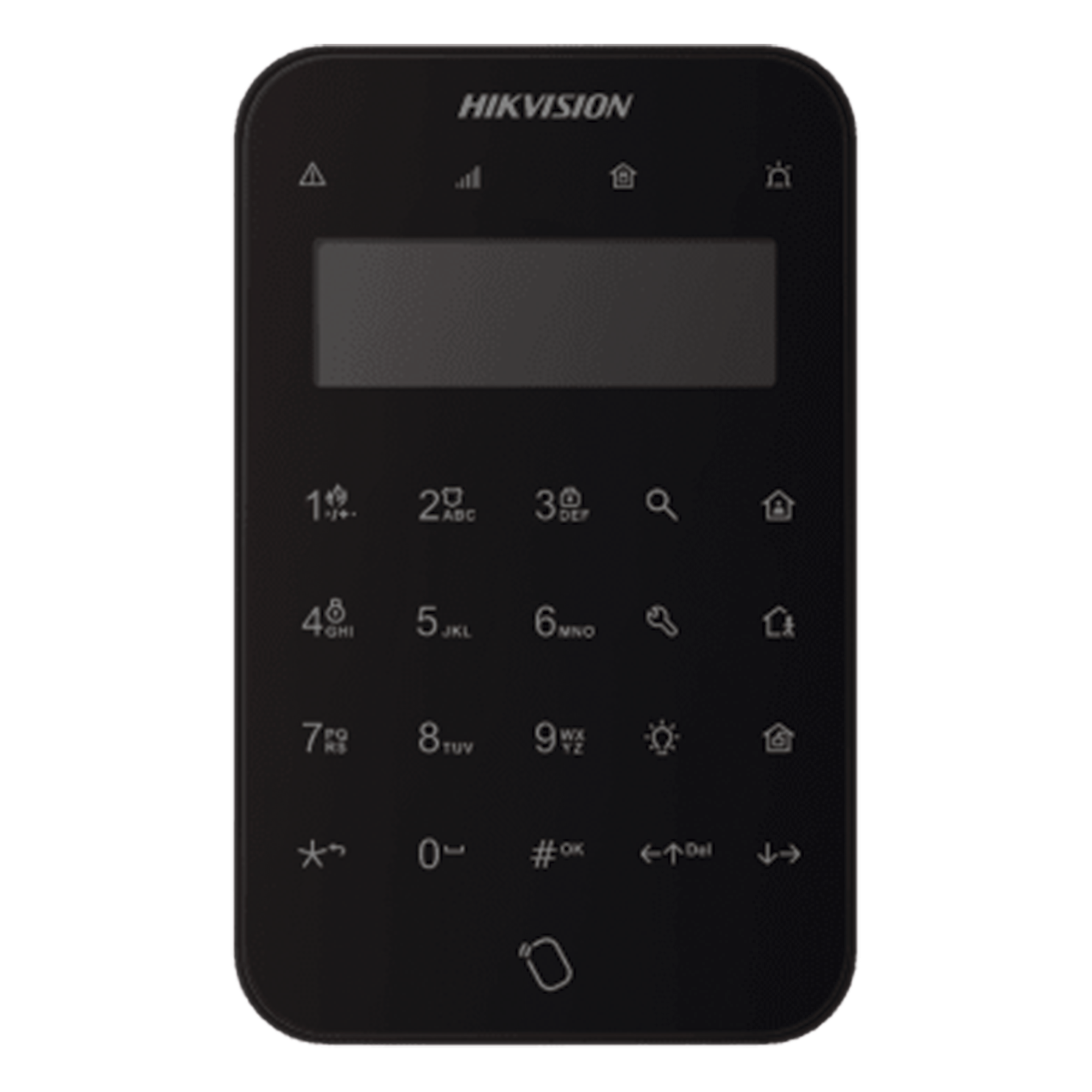 (AX PRO) Teclado Inalámbrico con Pantalla LCD para Armado y Desarmado / Color Negro / Funciones de Automatización para control de Relevadores — HIKVISION · SKU DS-PK1-LT-WB/BLACK