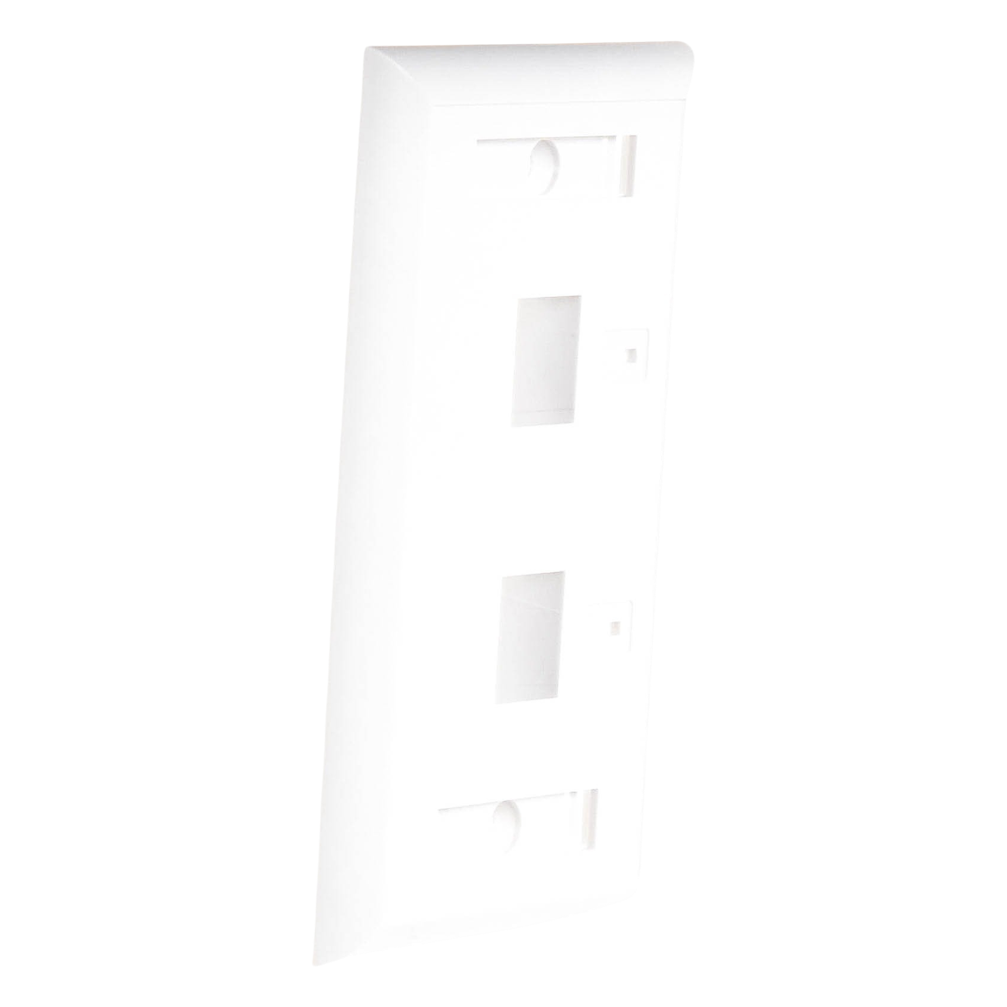 Placa de Pared de 2 Puertos, Keystone, con Espacio para Etiqueta, Color Blanco