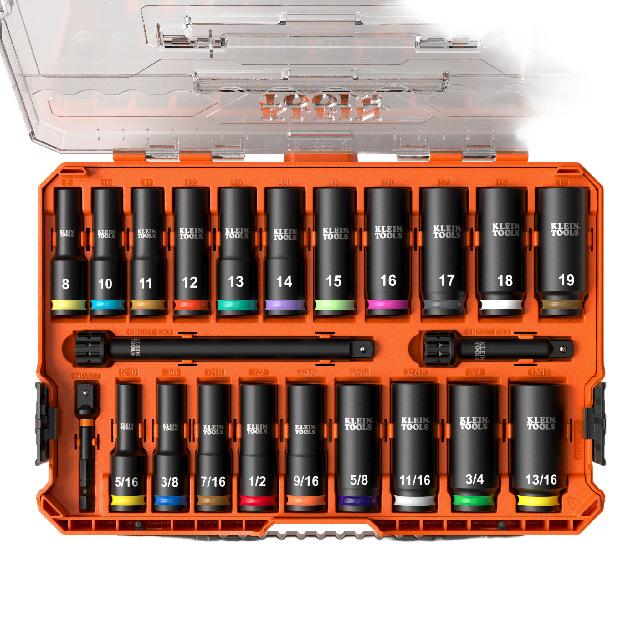 Juego de Dados de Impacto KNECT™ (M) / 3/8" Drive Profundo / SAE y Métrico / 23 Piezas / Adapters Multi-Propósito / MODbox™ Case