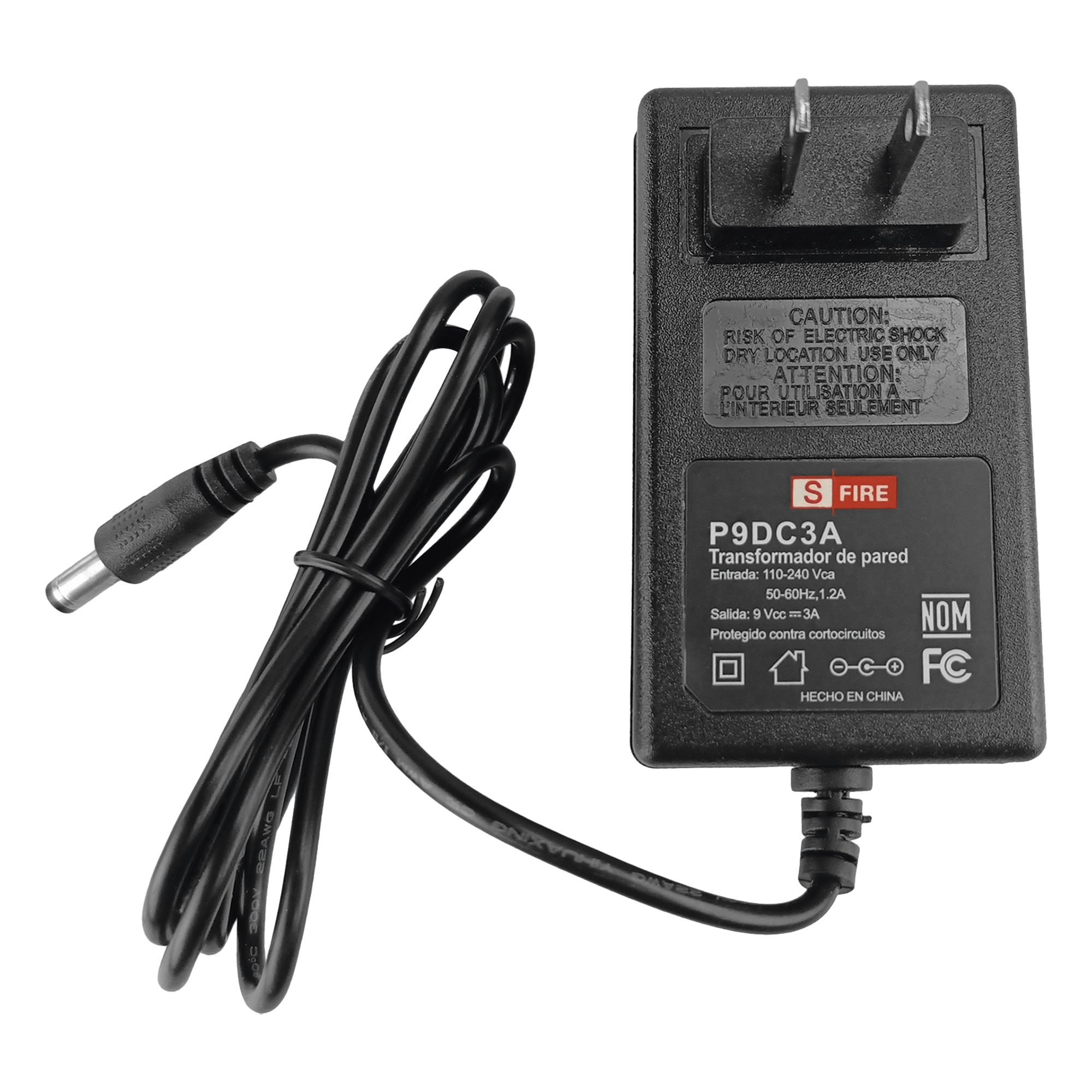 9 Vcc / 3 A / Fuente de poder / Voltaje de Entrada de 100-240 Vca / Para Usos Múltiples / Video Vigilancia, Acceso, Asistencia, Alarmas, Etc. — SFIRE · SKU P9DC3A