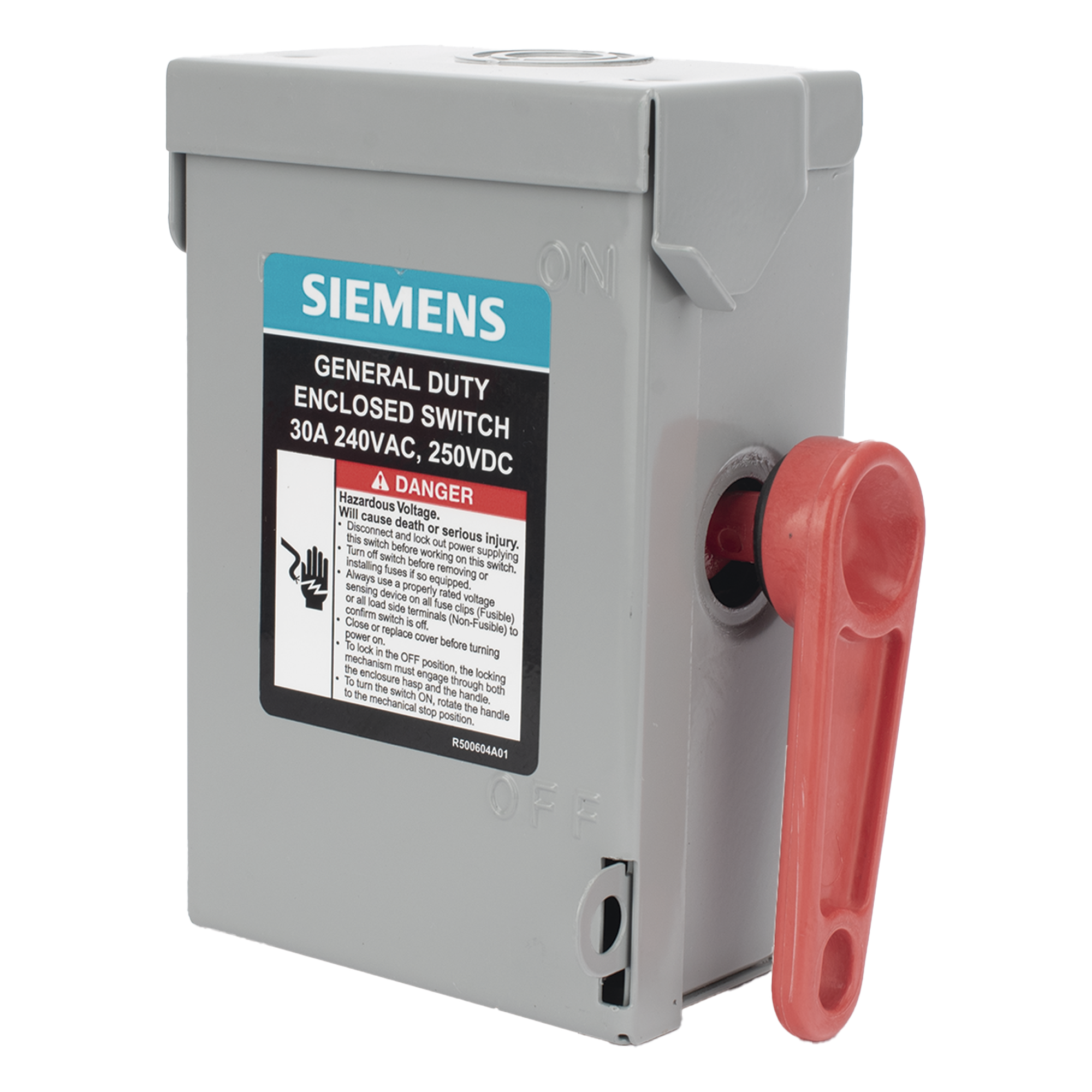 Interruptor de Seguridad GNF221A, 240Vca, 2 polos, 30 Amp, sin portafusibles, Nema 1. — SIEMENS · SKU GNF221A