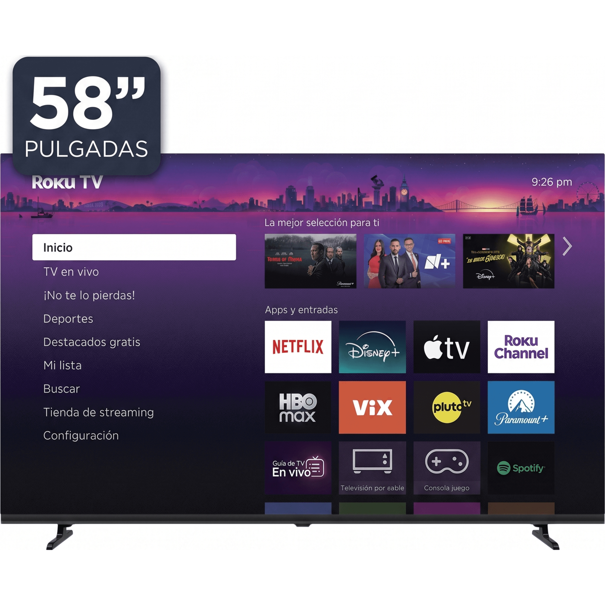 Smart TV QLED / 58 Pulgadas / 4K UHD / Dolby Audio / Wi-Fi 2T2R / 3 HDMI / VESA 200x200 mm — HORION · SKU R58XUQ-L1
