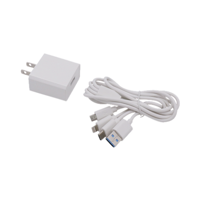 Cargador de pared USB de 5 Vcc 2A / Multi-puertos / USB-C / Micro USB / Tipo C / Lightning (iPhone) / Extensión de cable 1.2 metros