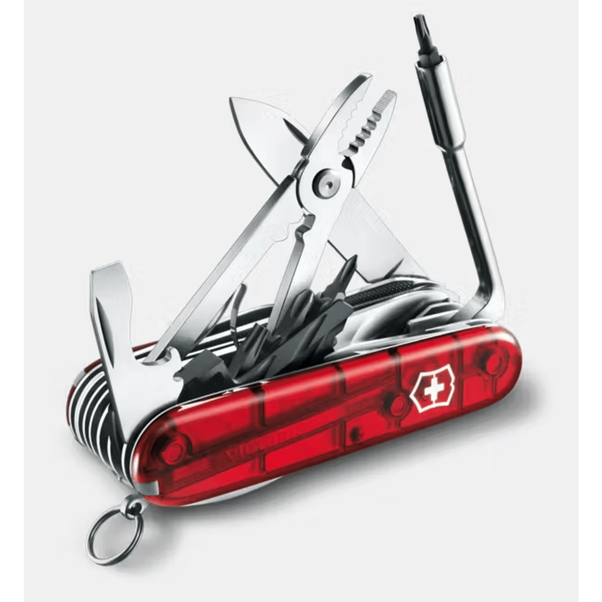 Navaja Multifunción Cyber Tool L / 39 Herramientas Profesionales / Para Técnicos Digitales / Llave Tuercas Tecnológica / Dados Hexagonales D-SUB / Set Bits Phillips-Torx-Hex / ABS-Cellidor Rojo / Fabricación Suiza