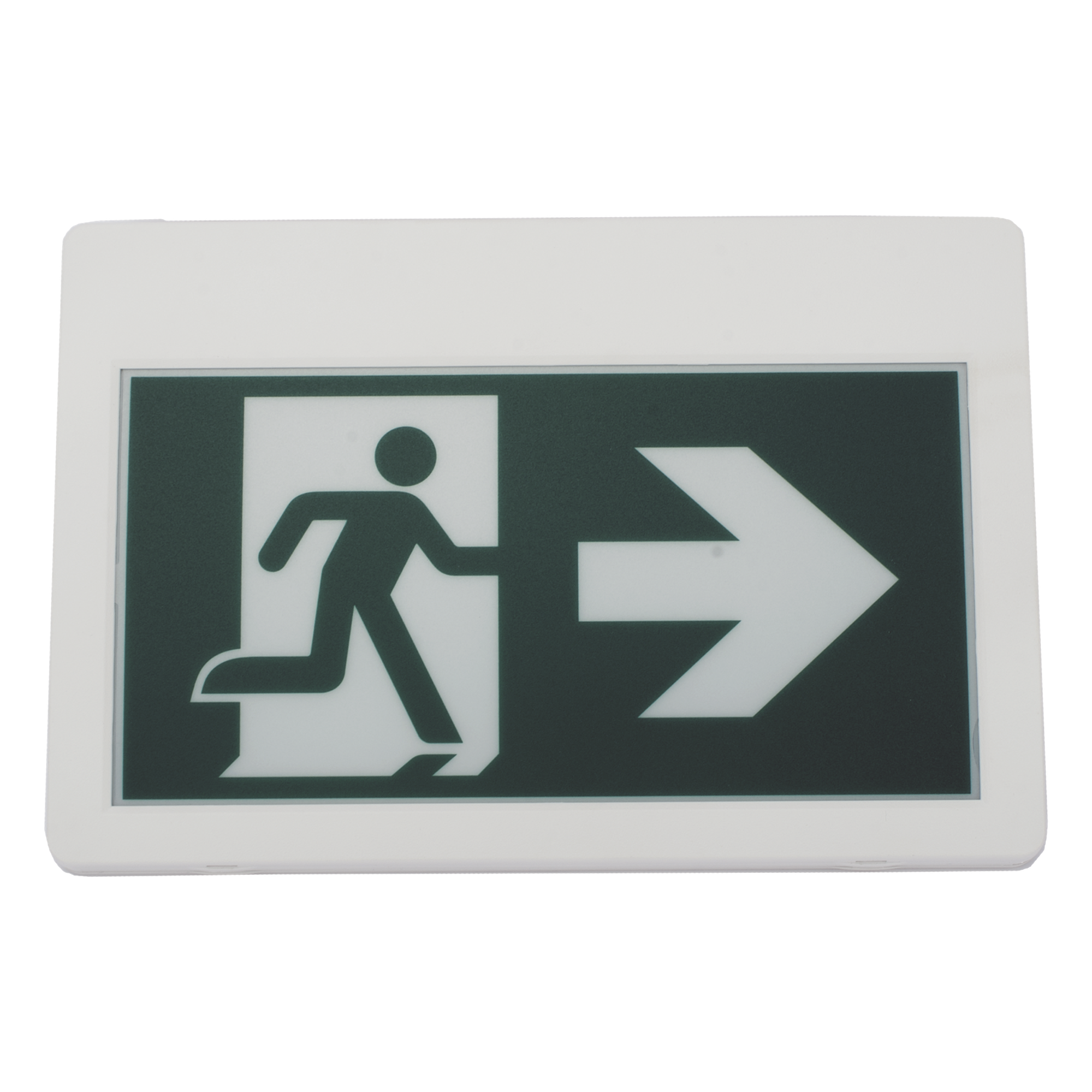 Letrero LED de Señalización de salida "Hombre Corriendo"/ Alto brillo / Uso en pared, lateral o techo / Batería de Respaldo Incluida con hasta 120 minutos de duracion
