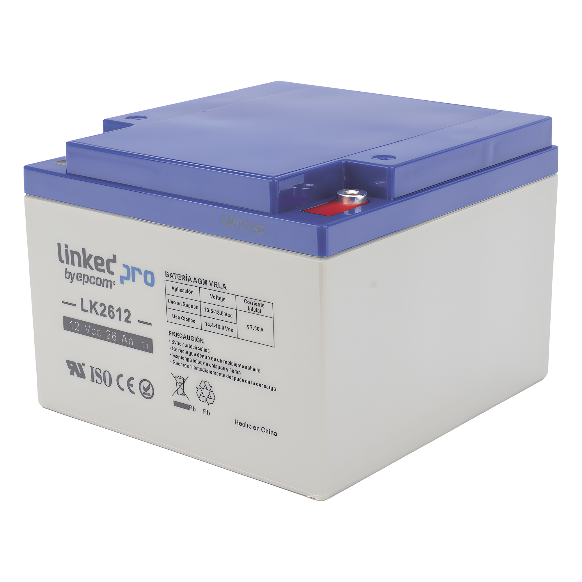 Batería de respaldo 12 V | 26 Ah AGM | Especial para Seguridad Electrónica | UPS | Sistemas de Emergencia | Vida útil 5 años | Terminales M5 