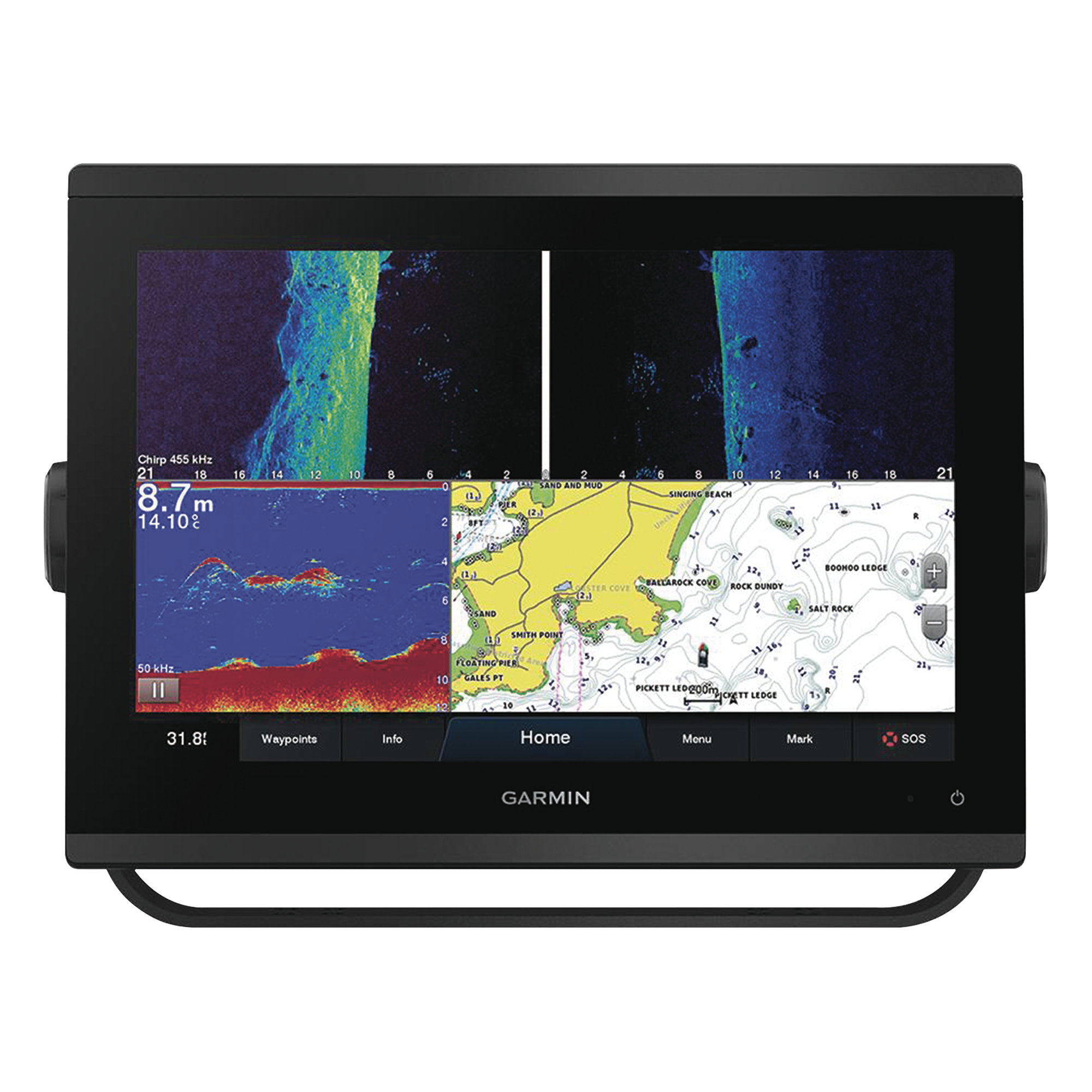 GPSMAP 1223xsv / Pantalla Táctil WXGA 12.1" / Resolución 1280x800 / GPS-GLONASS-Galileo / Compatible con NMEA 2000 y 0183 / Sonda CHIRP Integrada / ClearVü y SideVü / IPX7 / Alimentación 10-32 Vdc — GARMIN · SKU 10-02367-02