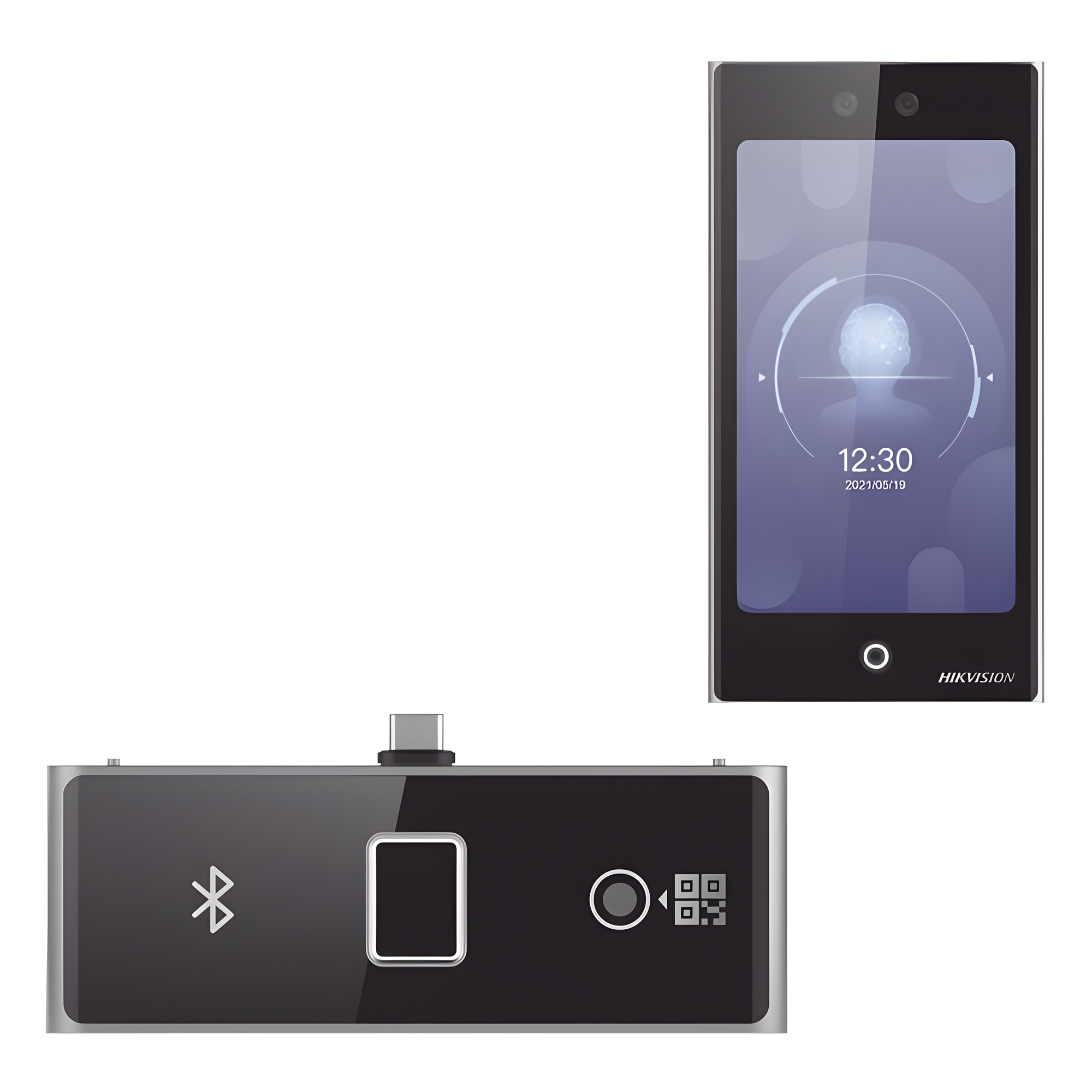 Terminal Facial Min Moe WiFi con pantalla de 7" y Lector de Huellas, Códigos QR y Bluetooth / Exterior IP65 / 10,000 rostros y 50,000 tarjetas / Soporta módulo lector de Huella, QR y Bluetooth / HIK-IA — HIKVISION · SKU DS-K1T673DWX/K