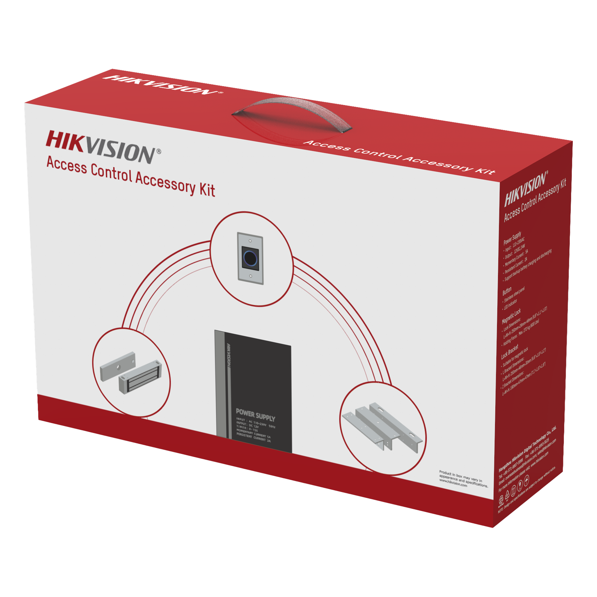 Kit HIKVISION para para Control de Acceso / Fuente 12 Vcd 2 A + Botón de Salida + Chapa Magnética 600 Lbs / Para Instalación de Control de Acceso Autónomo (Facial Min Moe, Teclados, Lectores de Huella, Etc...) · SKU DS-KAS-7M01