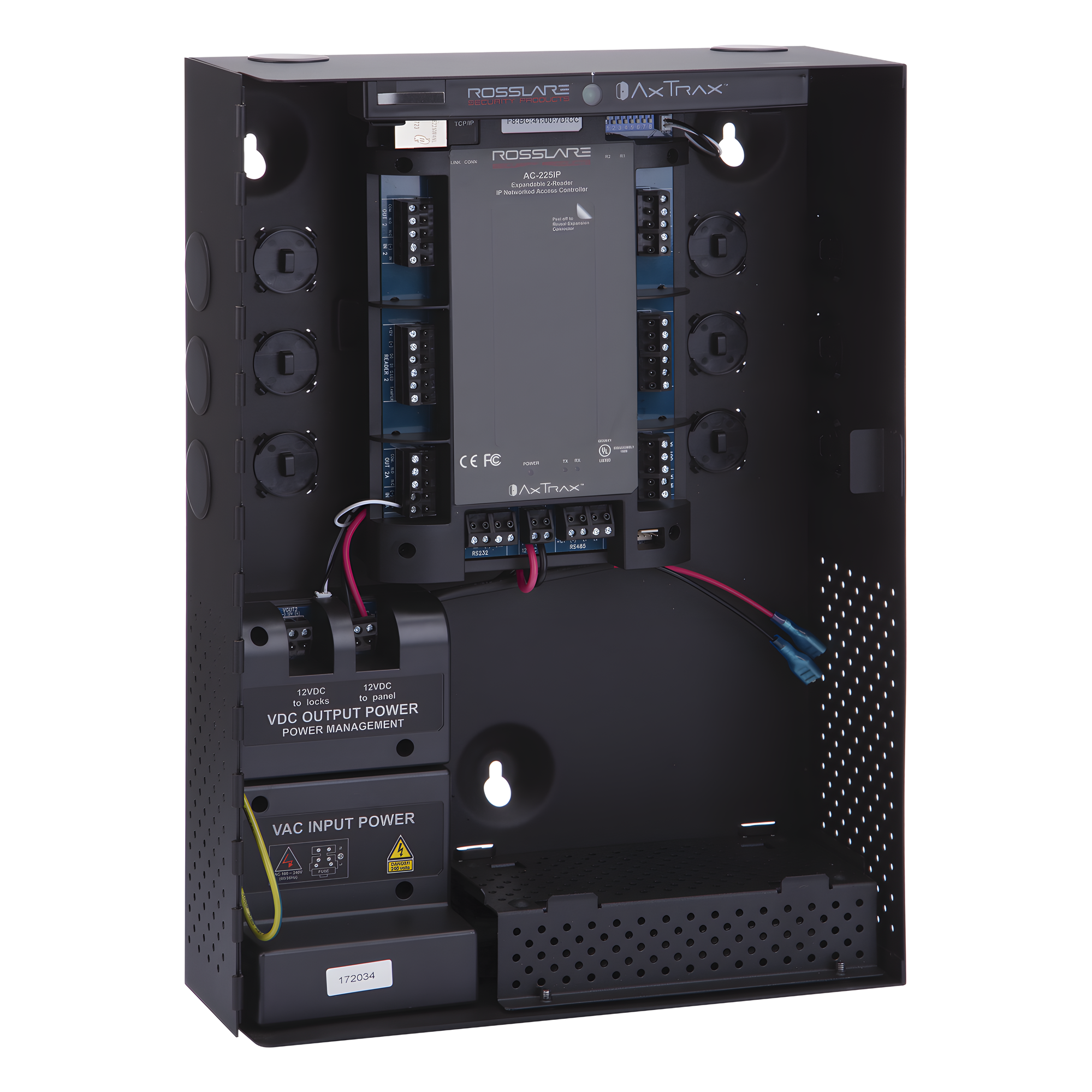 Controlador de Acceso para 2 Lectoras / 30,000 Tarjetas / 20,000 Eventos / Incluye Gabinete y Fuente de Alimentación / Nueva Generación! — ROSSLARE SECURITY PRODUCTS · SKU AC-215IP-BU