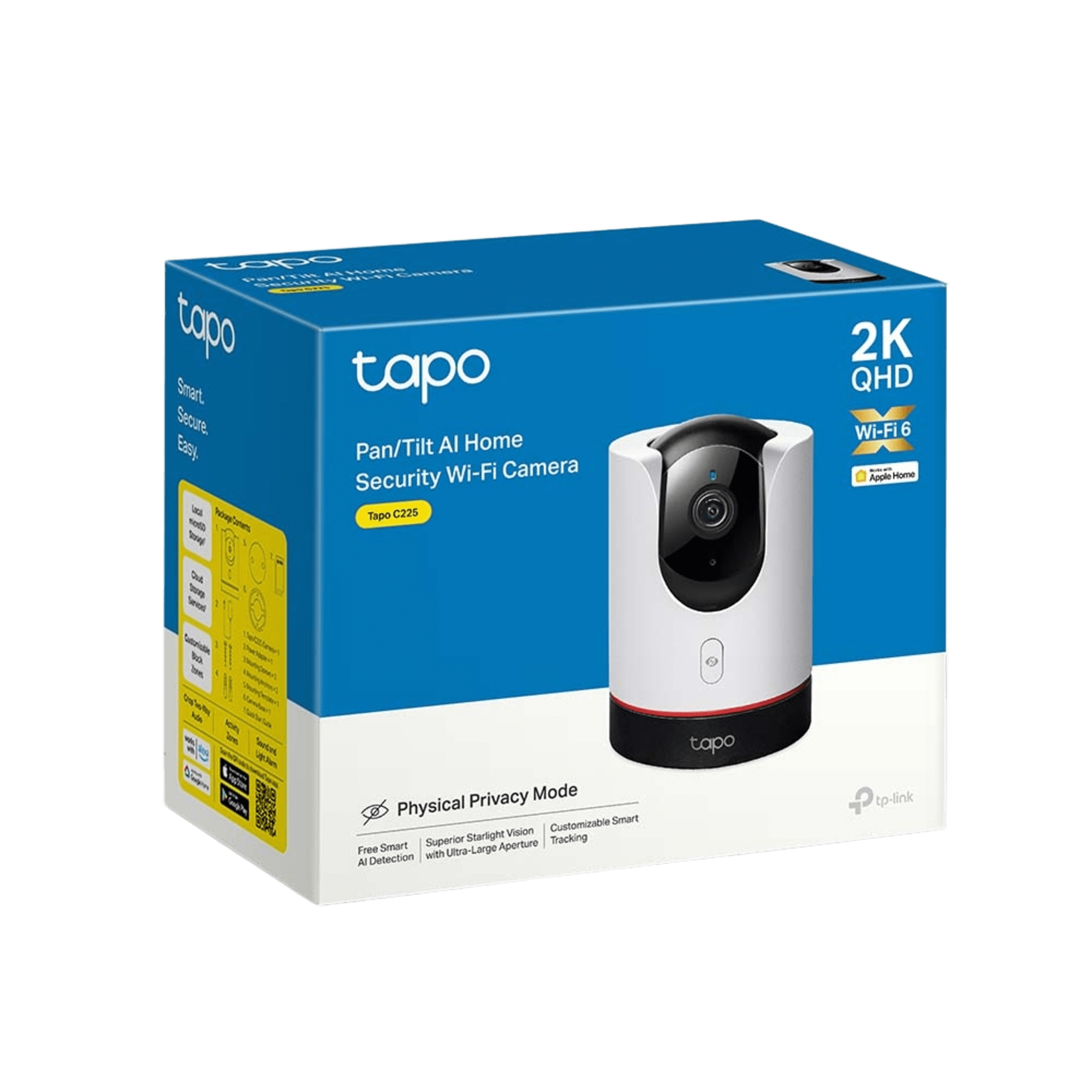 Cámara de Seguridad Wi-Fi Pan/Tilt AI / 2K QHD (2688 × 1520 px) / Visión Starlight F1.6 / Detección IA Personas-Mascotas-Vehículos / Audio Bidireccional / Wi-Fi 6 / Privacidad Física / Almacenamiento microSD 512GB