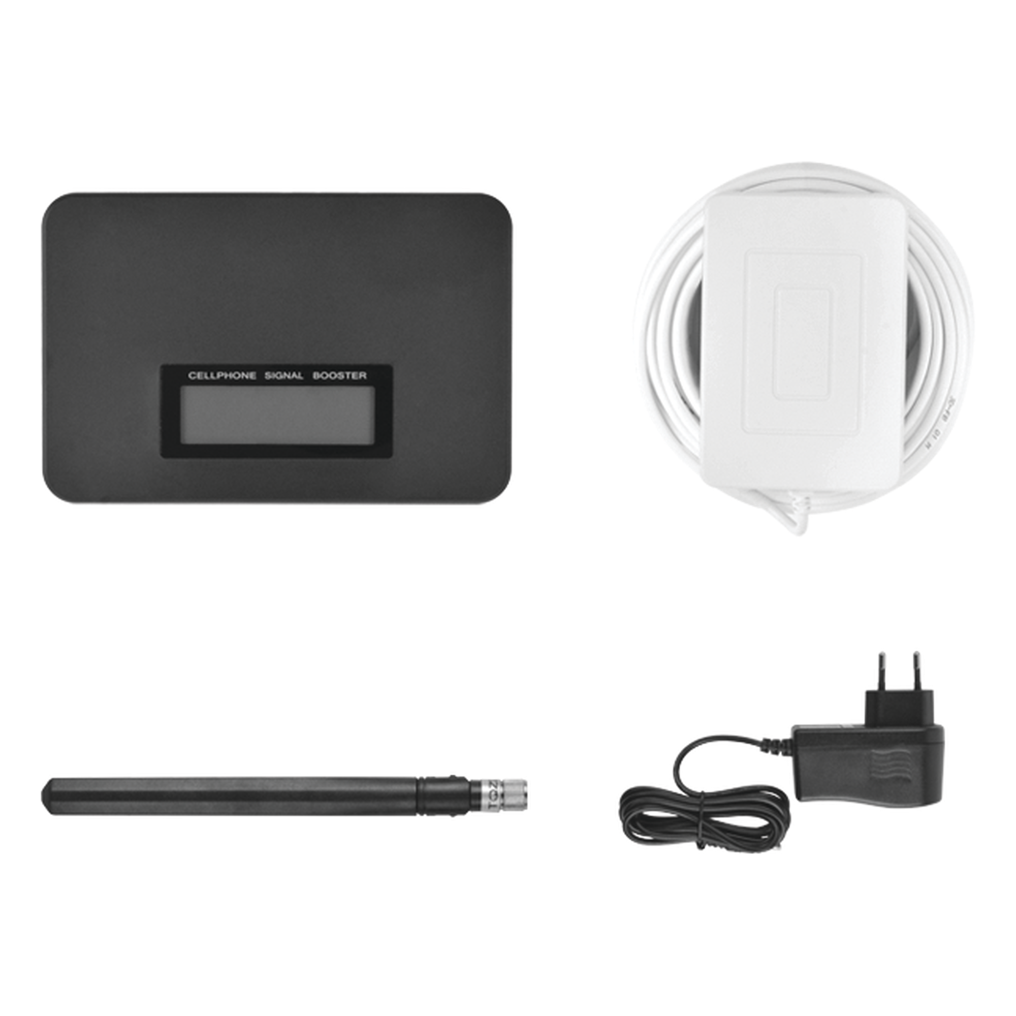 Kit Amplificador de Señal Celular de UNA banda de frecuencia / Mejora las llamadas convencionales / Soporta los datos de las tecnologías 2G y 3G de TELCEL, AT&T y MOVISTAR / Puede cubrir un espacio de hasta 140 m2. — EPCOM · SKU EP-865-17