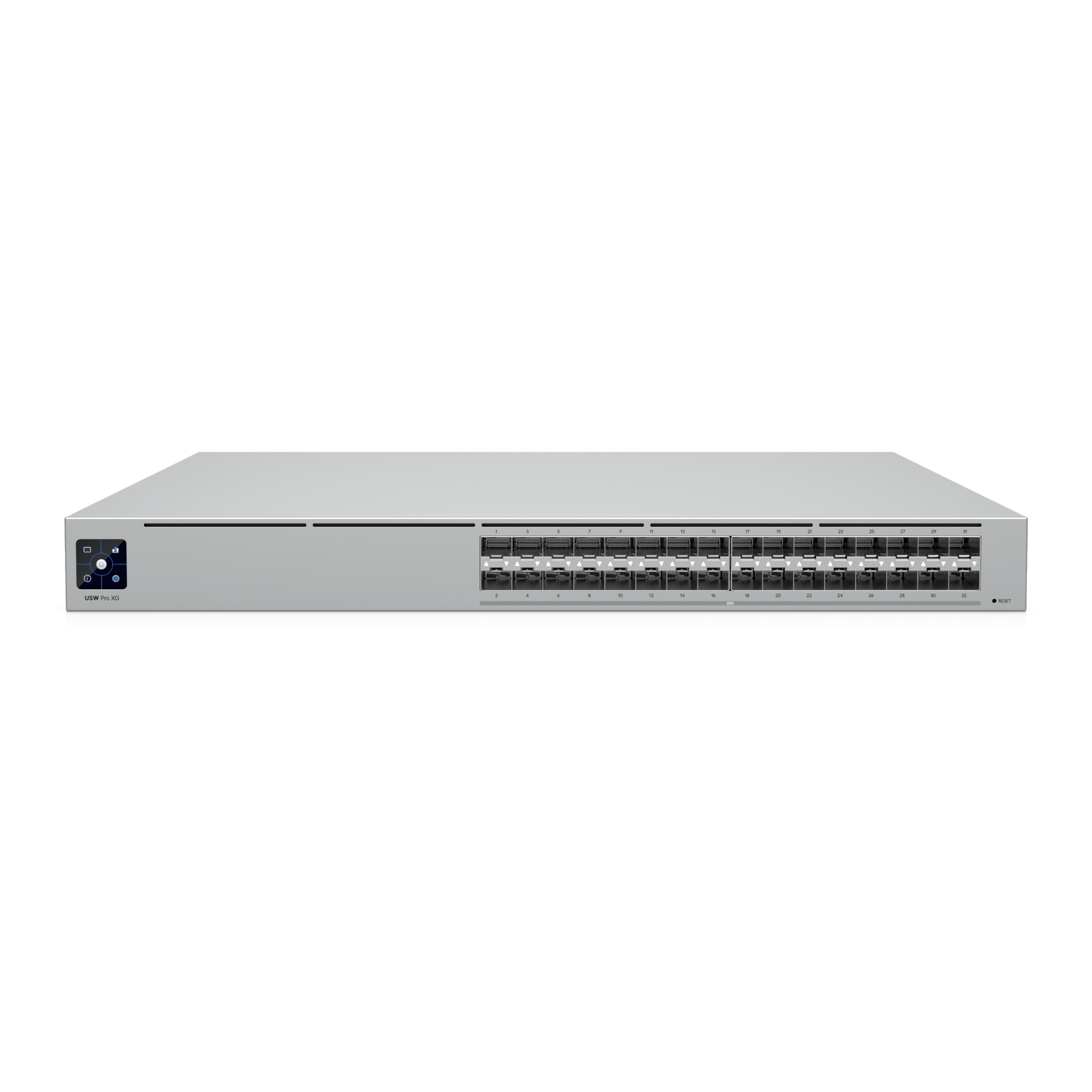 Switch de Agregación 25G / 32 Puertos SFP28 / Capacidad 1.6 Tbps / Layer 3 / Rack 1U / Pantalla Táctil 1.3"
