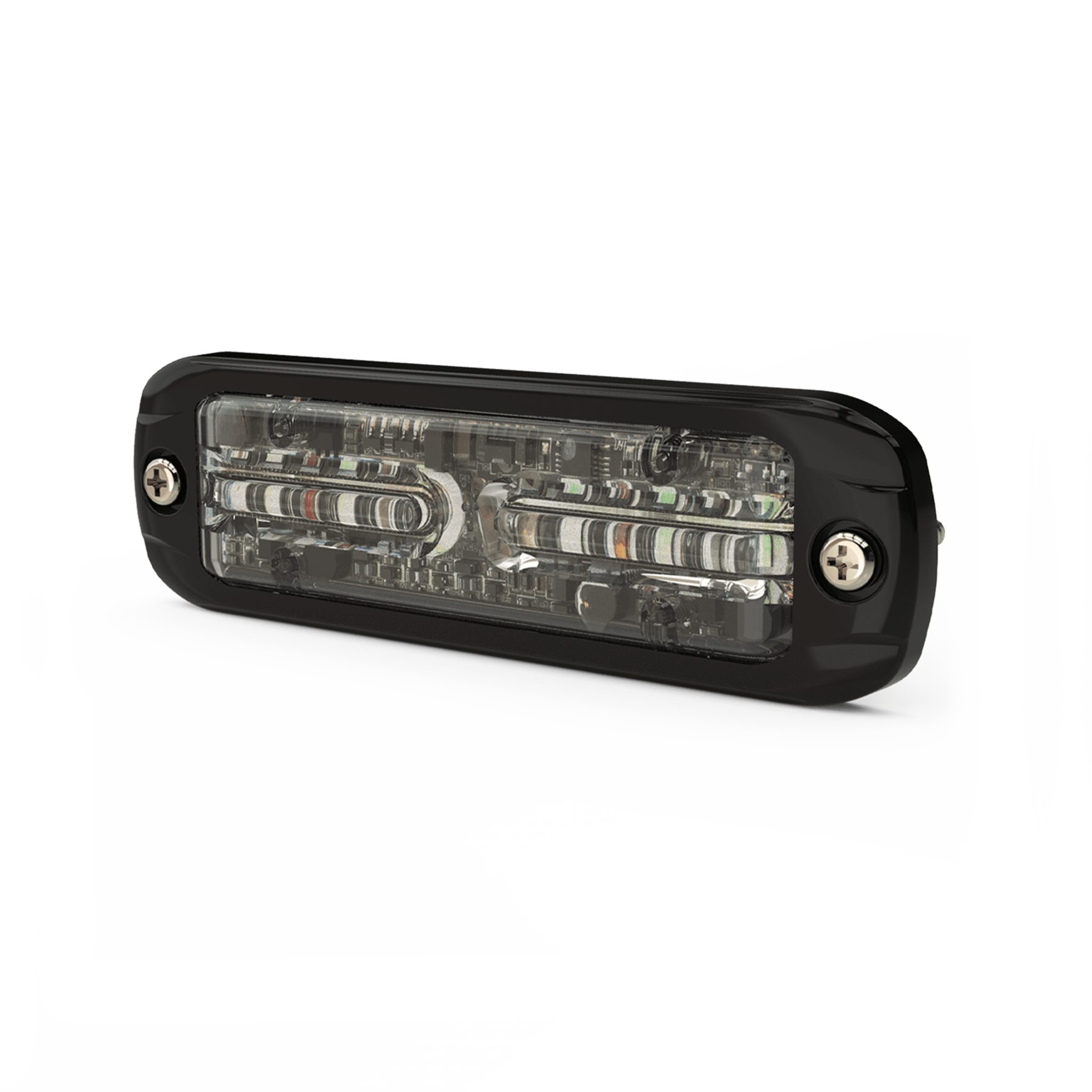 Luz Auxiliar de 18 LEDS, Tricolor Rojo/Azul/Blanco, Lente transparente, Bisel Negro