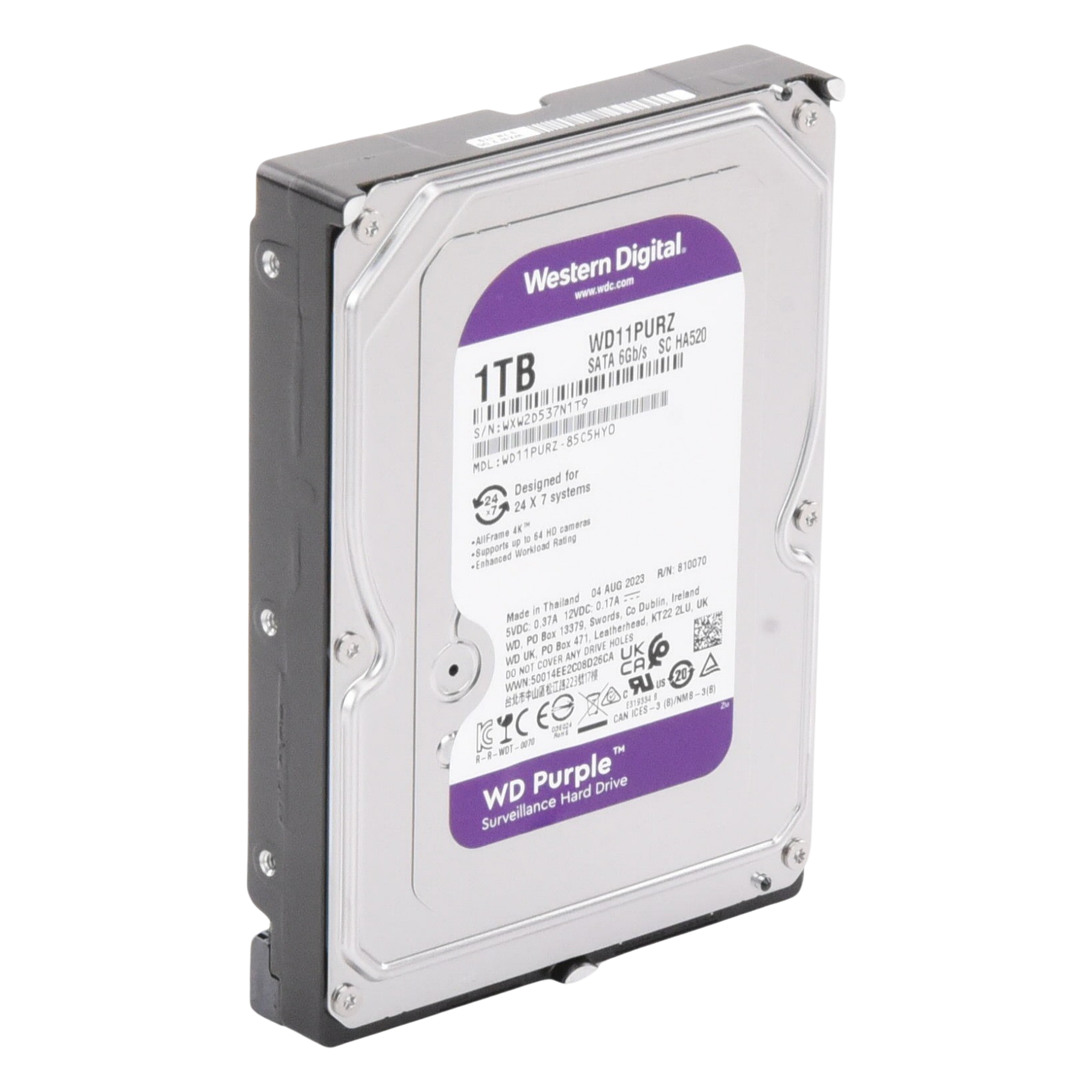 Disco Duro Purple de 1 TB / 5400 RPM / Optimizado para Soluciones de Videovigilancia / Uso 24-7 / 3 Años de Garantia