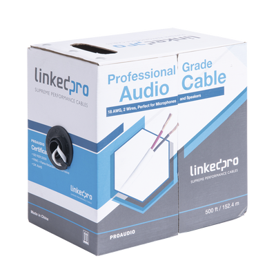 Cable para Audio Profesional de 2 Conductores Calibre 18 para Aplicaciones de Audio y Automatización Bobina de 152 Metros (500 Pies)