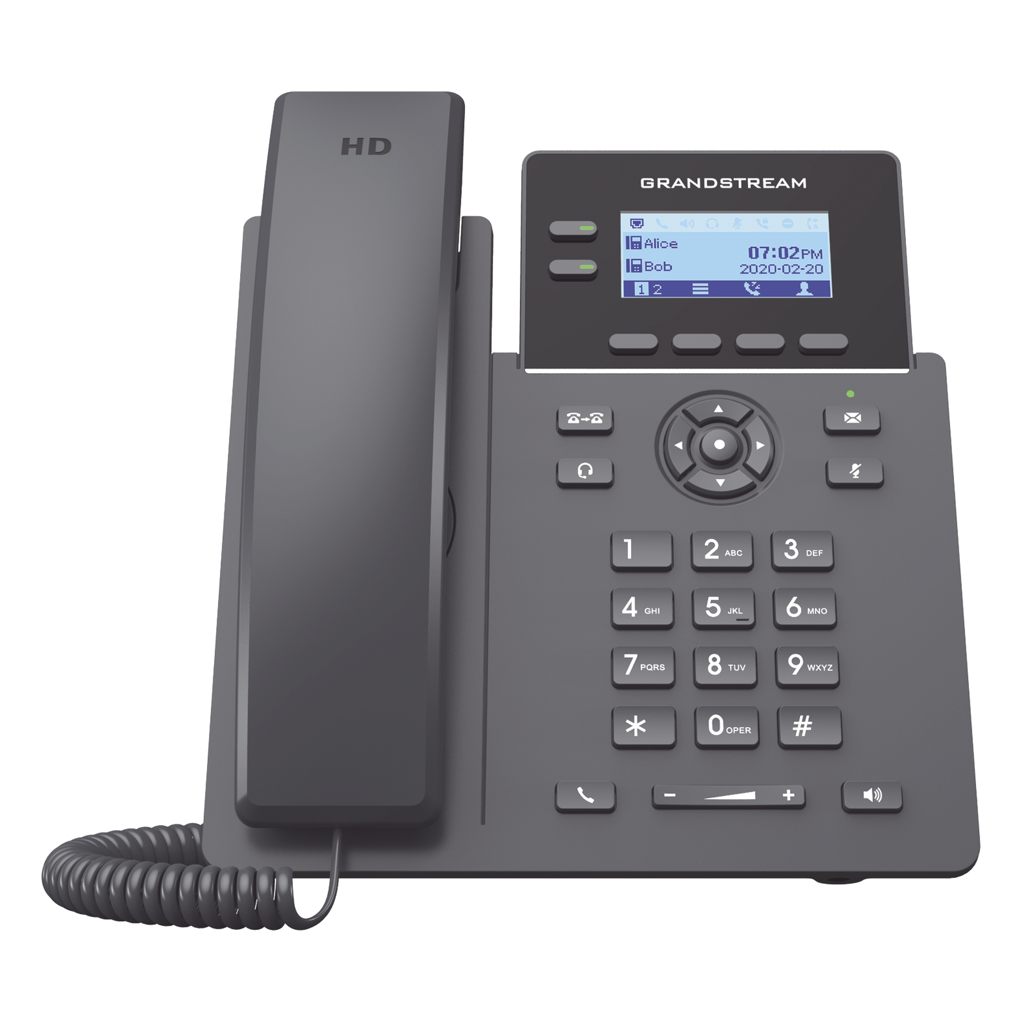 Teléfono IP Grado Operador, 2 líneas SIP con 4 cuentas, PoE, codec Opus, IPV4/IPV6 con gestión en la nube GDMS — GRANDSTREAM · SKU GRP-2602P